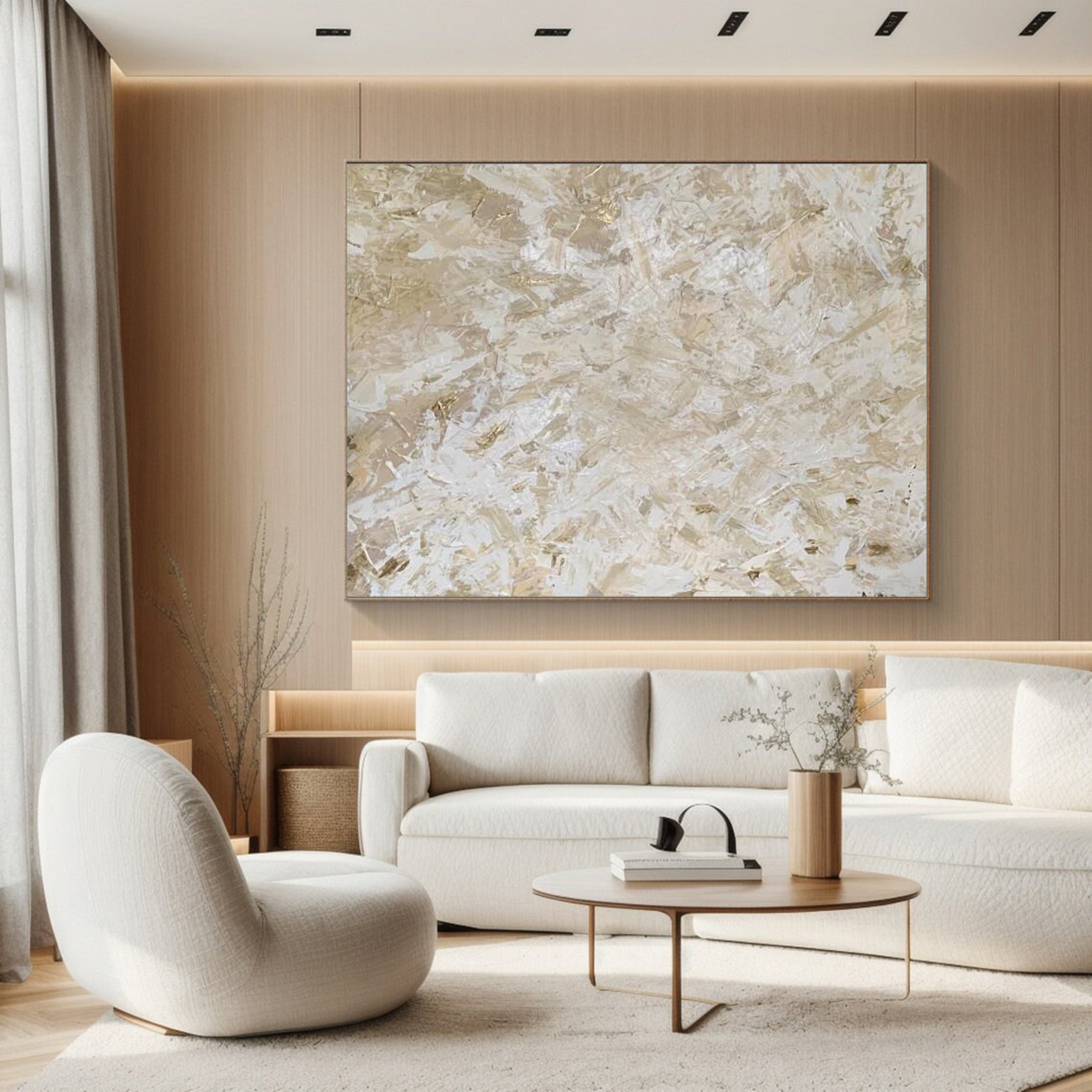 Large Neutral Abstract Wall Art Minimalist Design #AB011