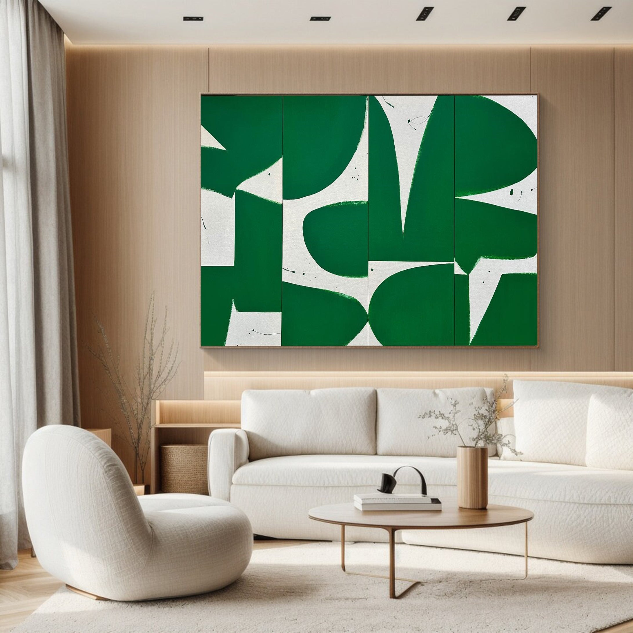 Green & White Geometric Abstract Art for Home or Office #MM048