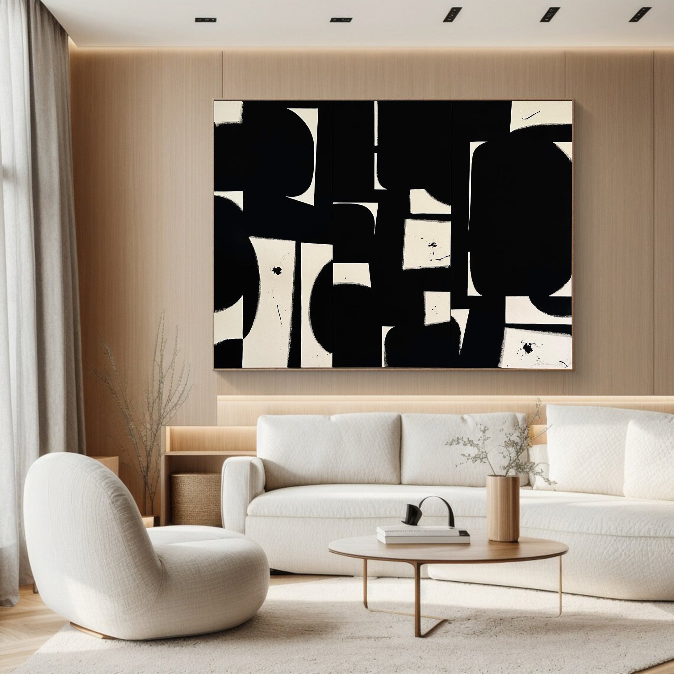 Black and White Abstract Art Minimalist Wall Decor #MM049