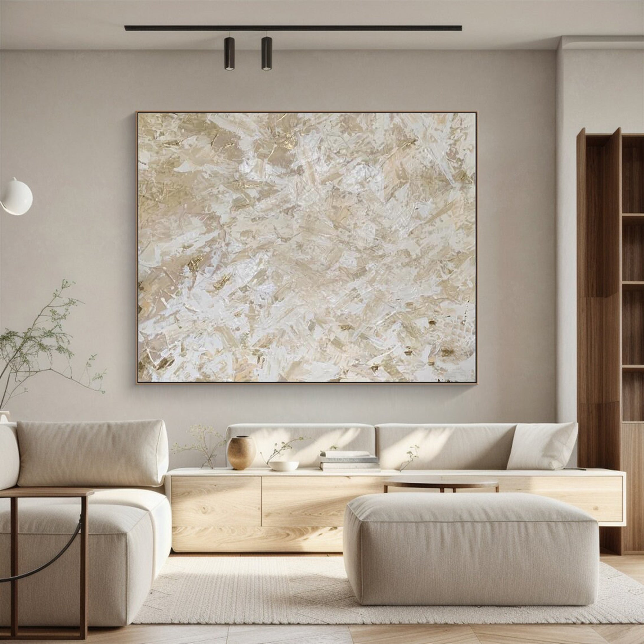 Large Neutral Abstract Wall Art Minimalist Design #AB011