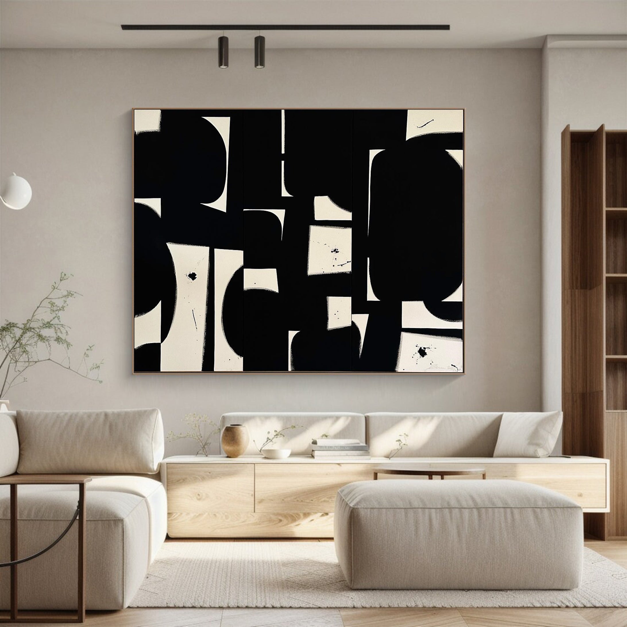 Black and White Abstract Art Minimalist Wall Decor #MM049