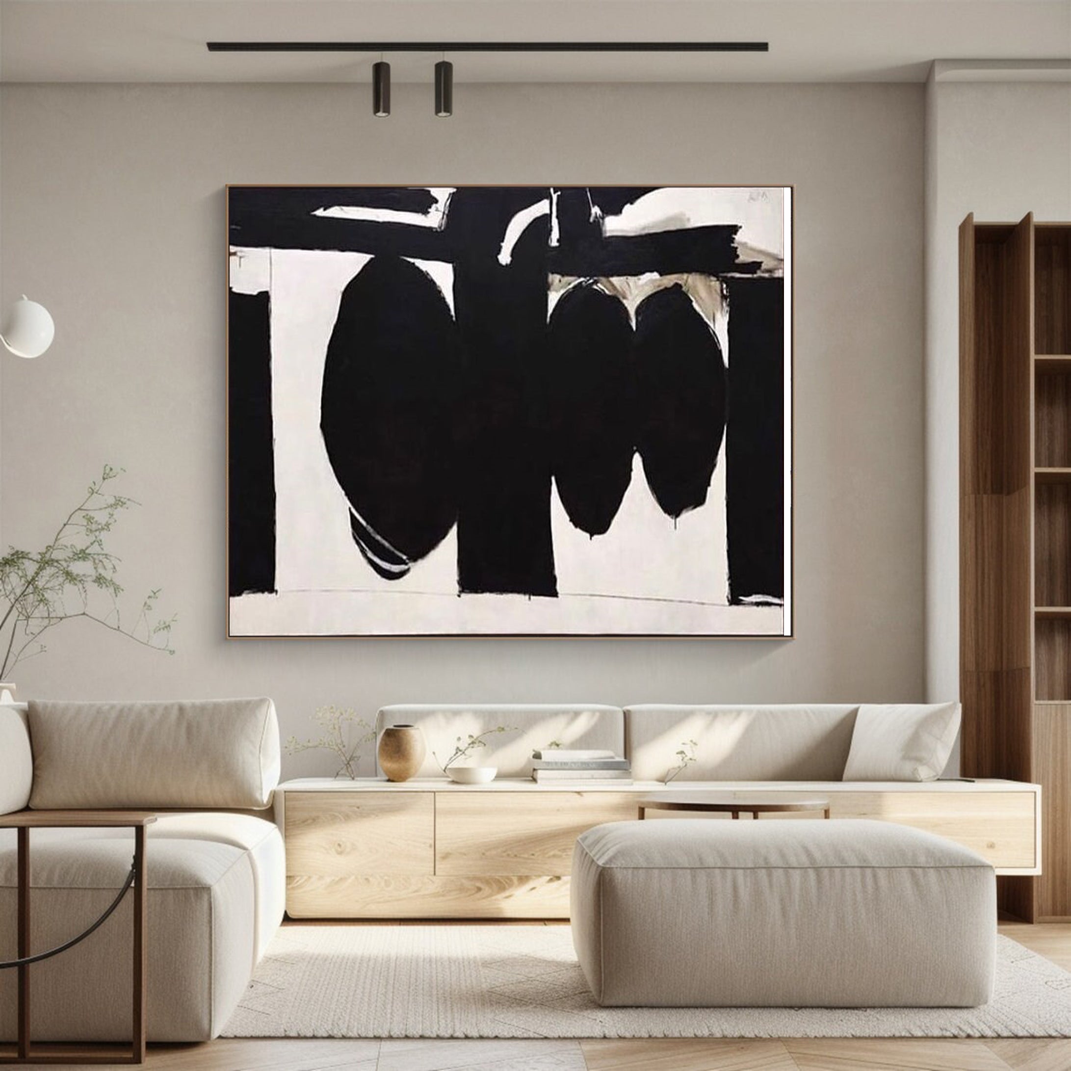 Minimalist Abstract Wall Art Black and White Design #MM047