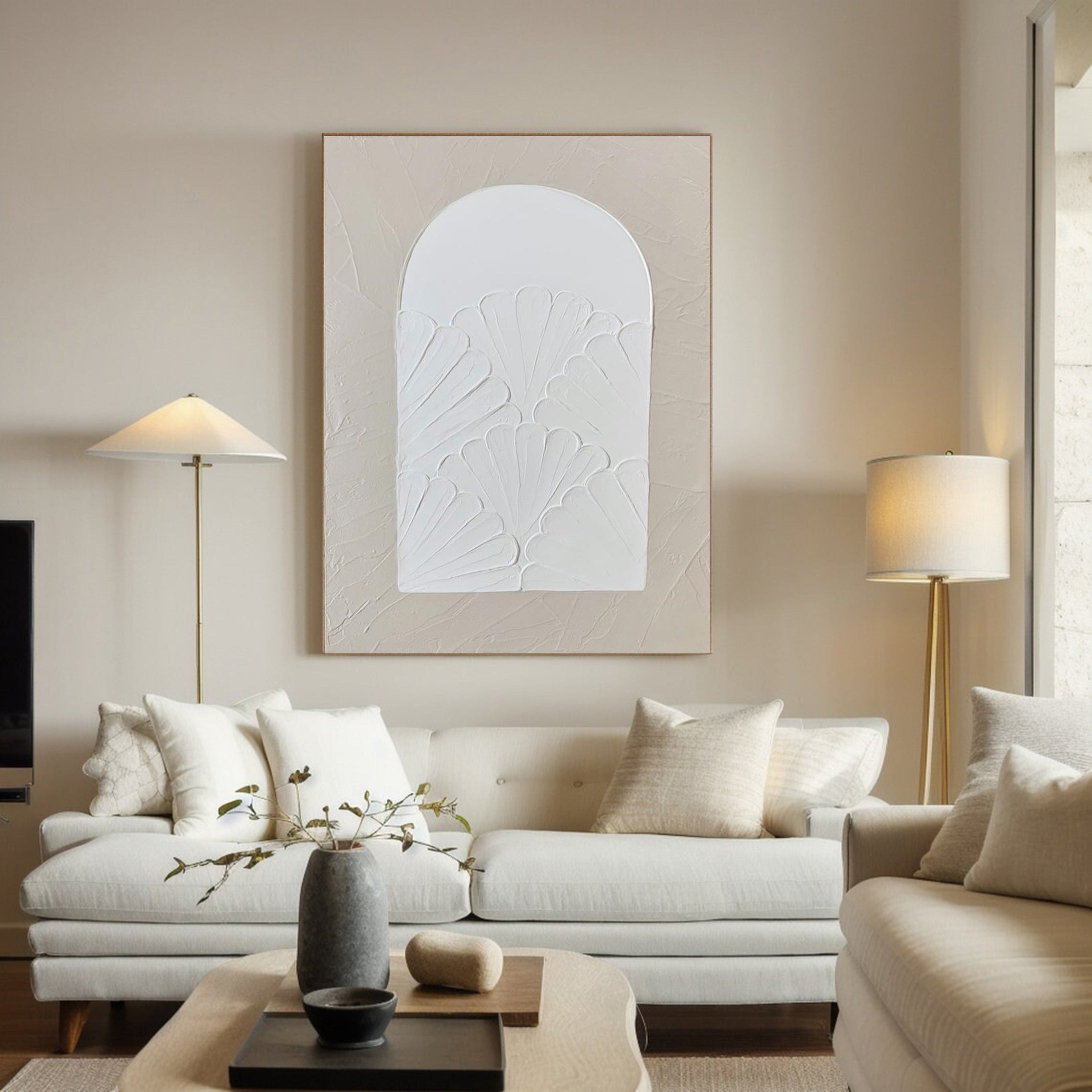 Elegant White Textured Wall Art For Serene Decor #MM013