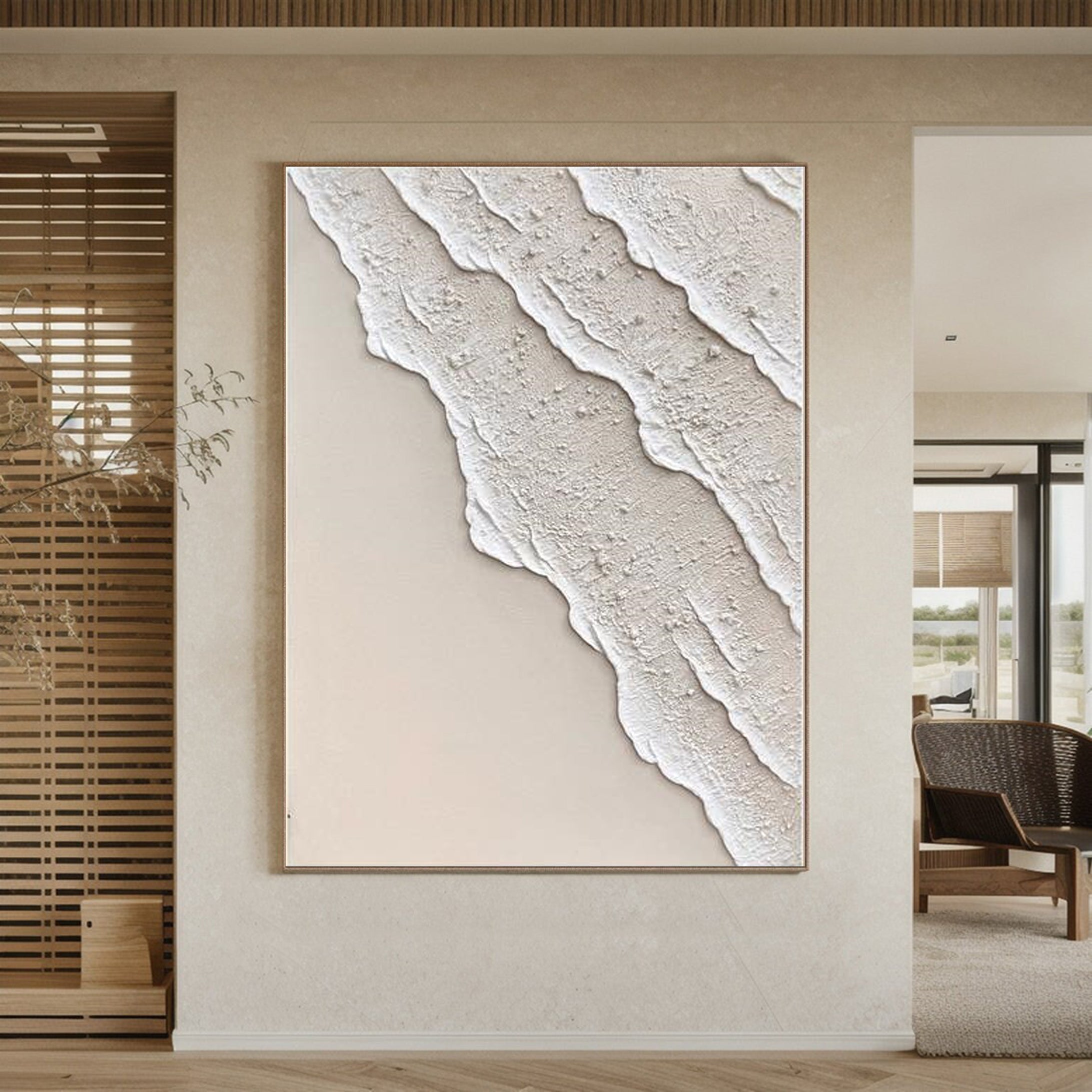 Textured Abstract Plaster Art Natural Inspired Wall Canvas for Modern Decor #MM004