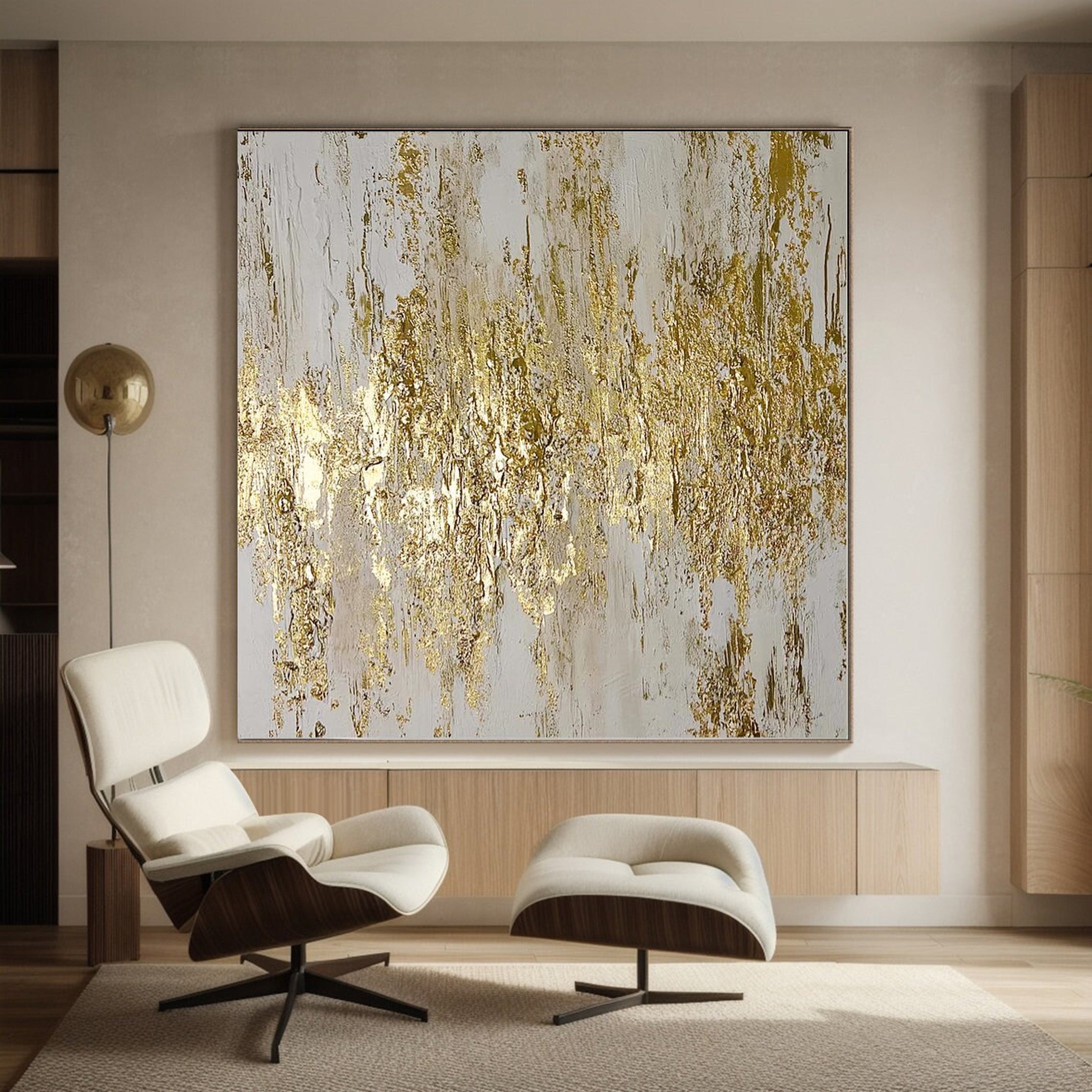 Handcrafted Gold Abstract Canvas For Home Decor #AB007