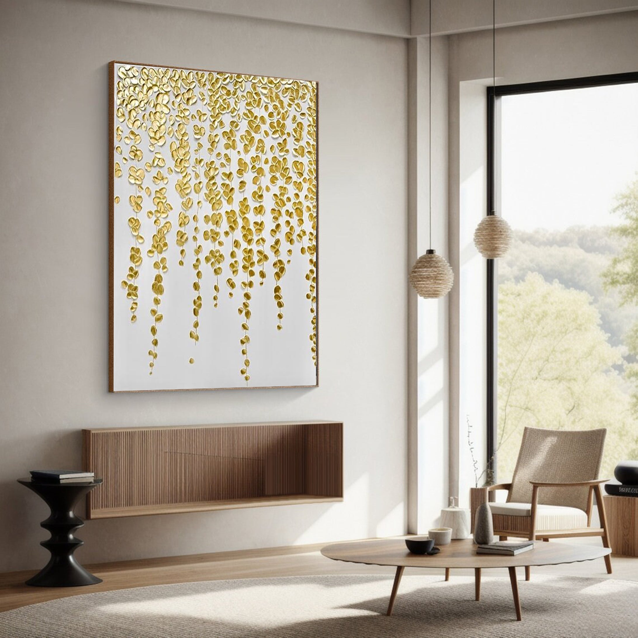 Luxurious Gold Leaf Abstract Canvas Handcrafted Art #FB002