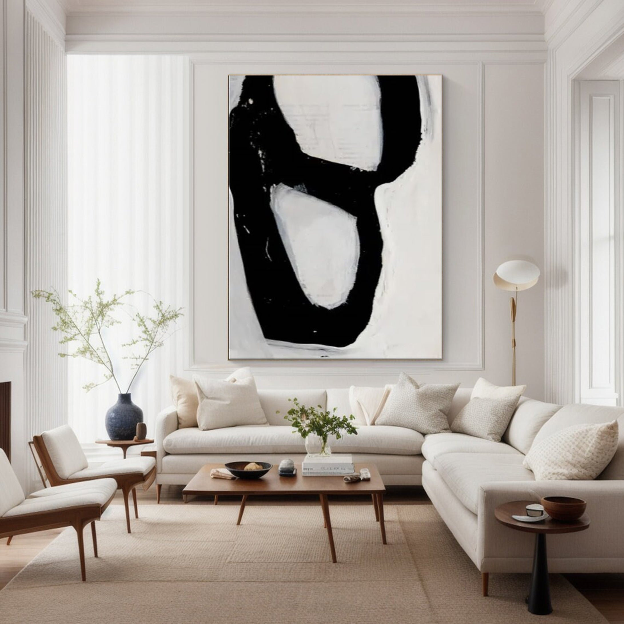 Minimalist Black & White Painting For Modern House #MM006