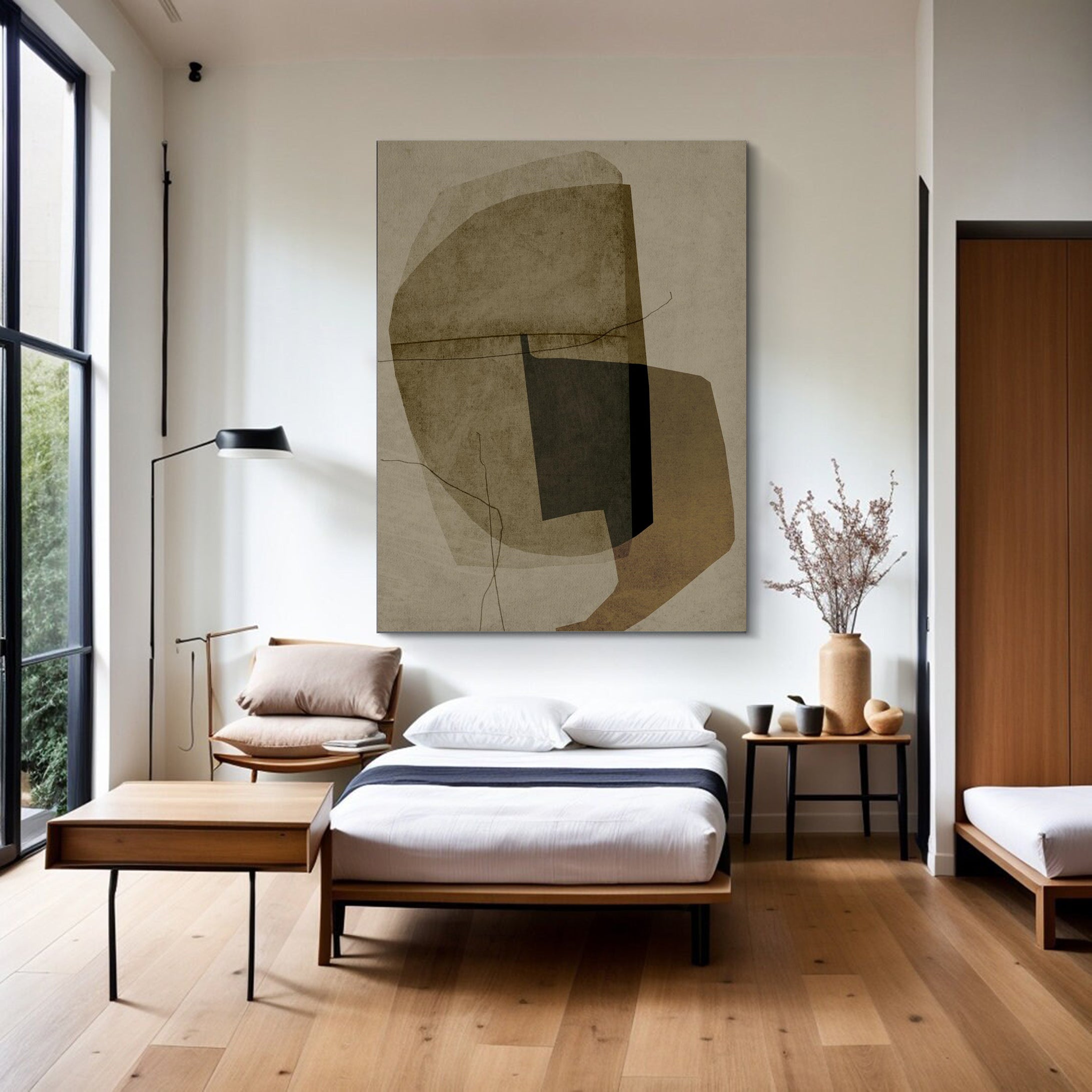 Handcrafted Geometric Neutral Tones Canvas #MM027