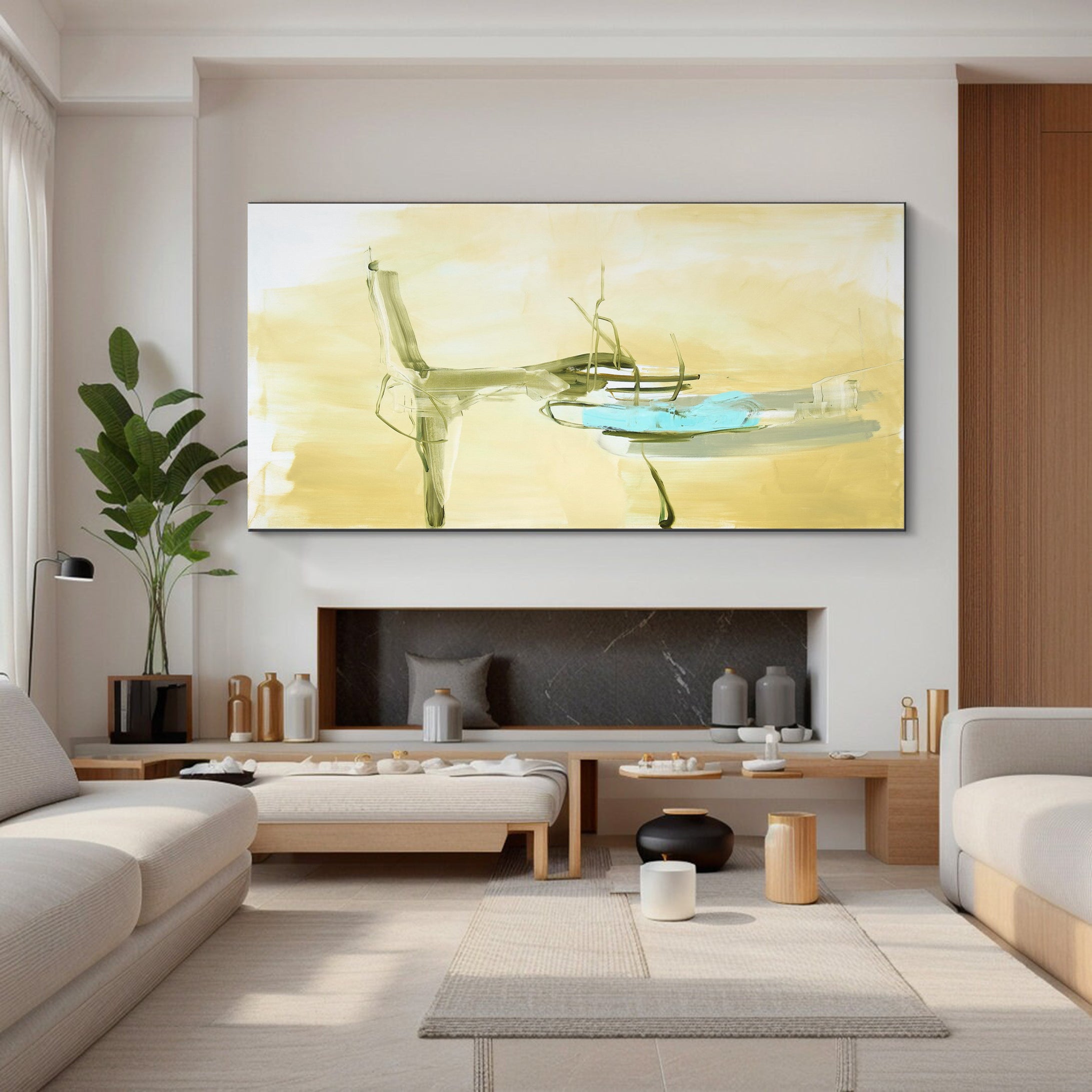 Abstract Landscape Oil Painting Warm Tones For Home Decor #MC005