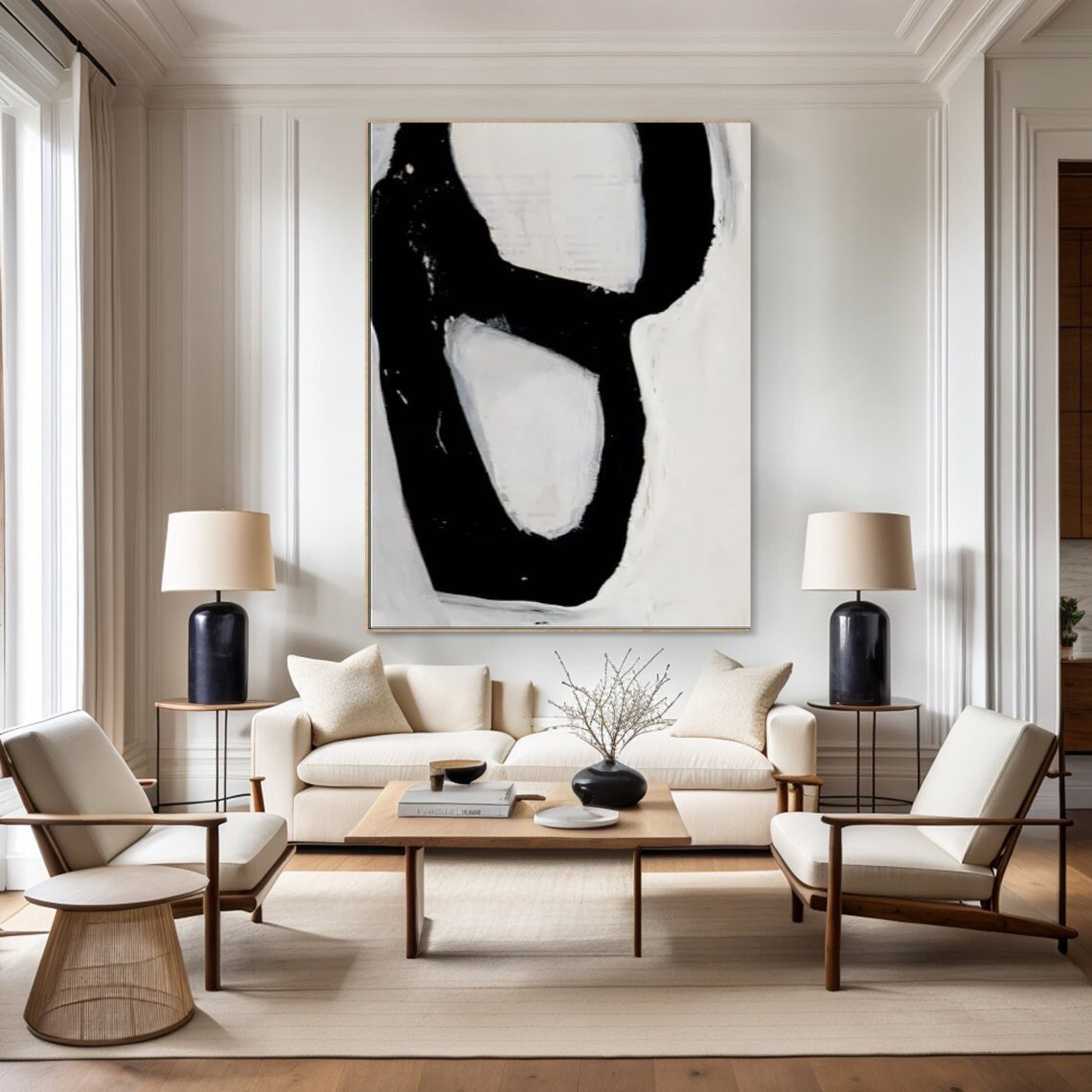 Minimalist Black & White Painting For Modern House #MM006