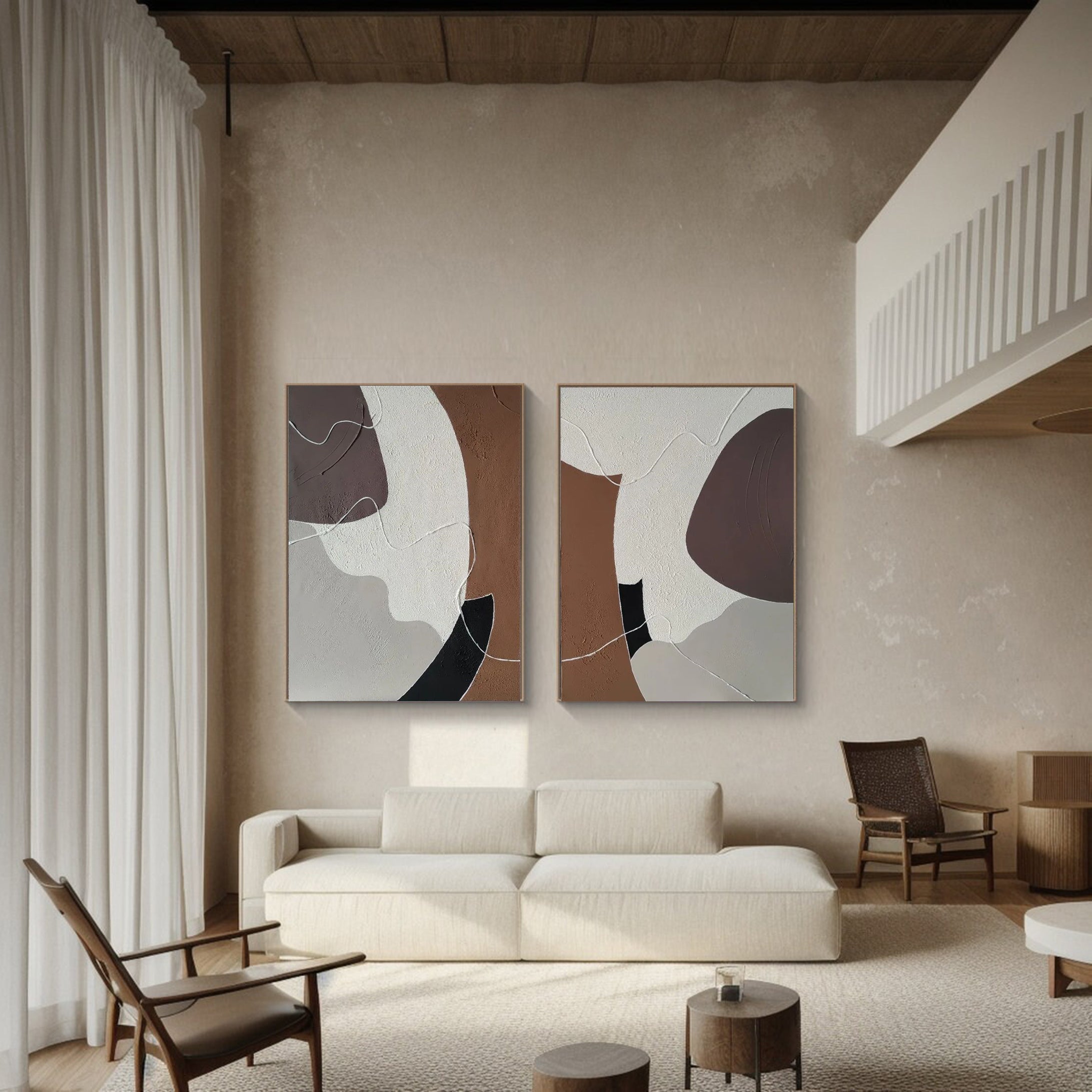 Modern Abstract Art Diptych Elegant Wall Decor #MMS031