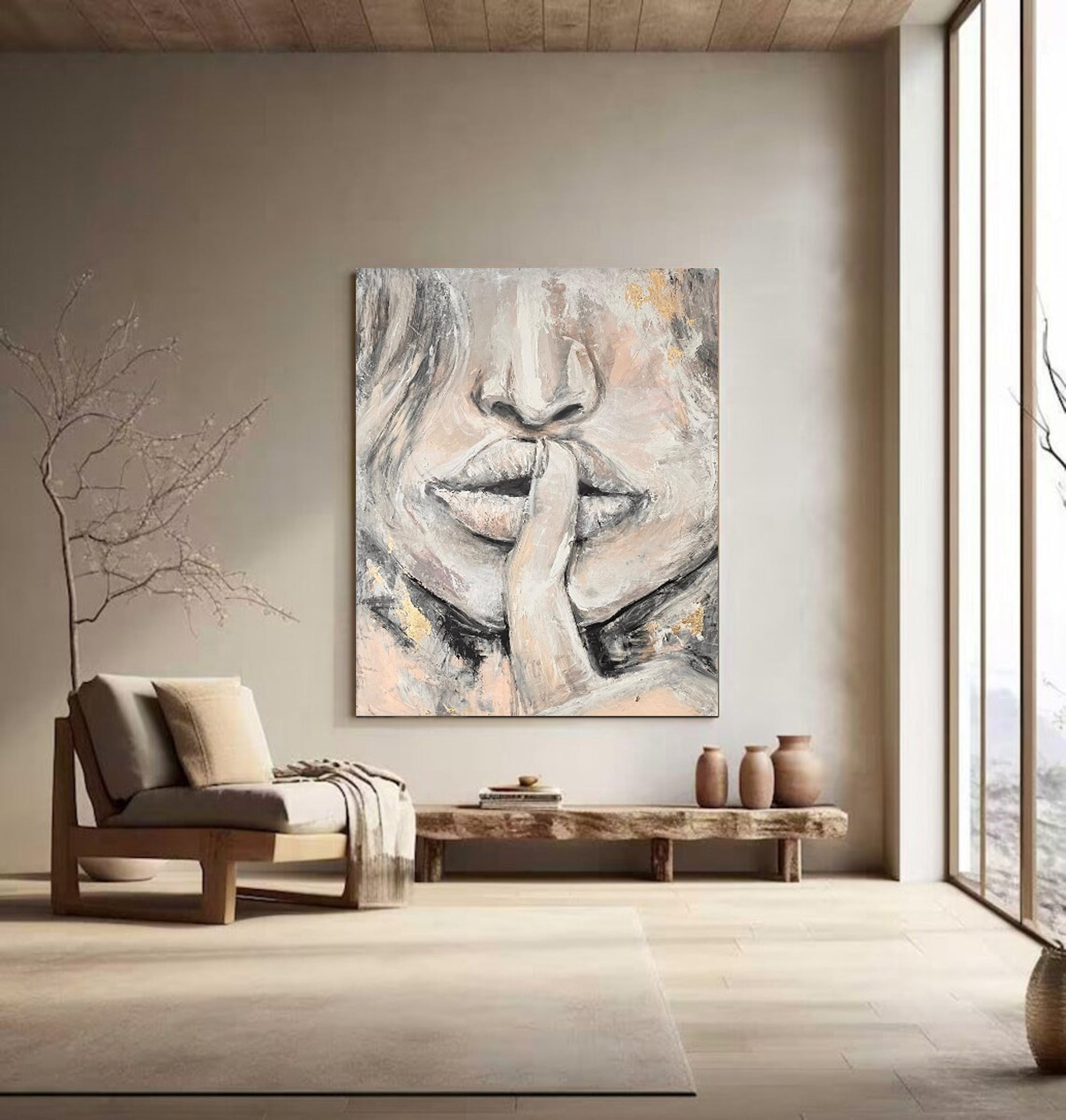 Abstract Face Silence Artwork Modern Minimalist Wall Art #HF003