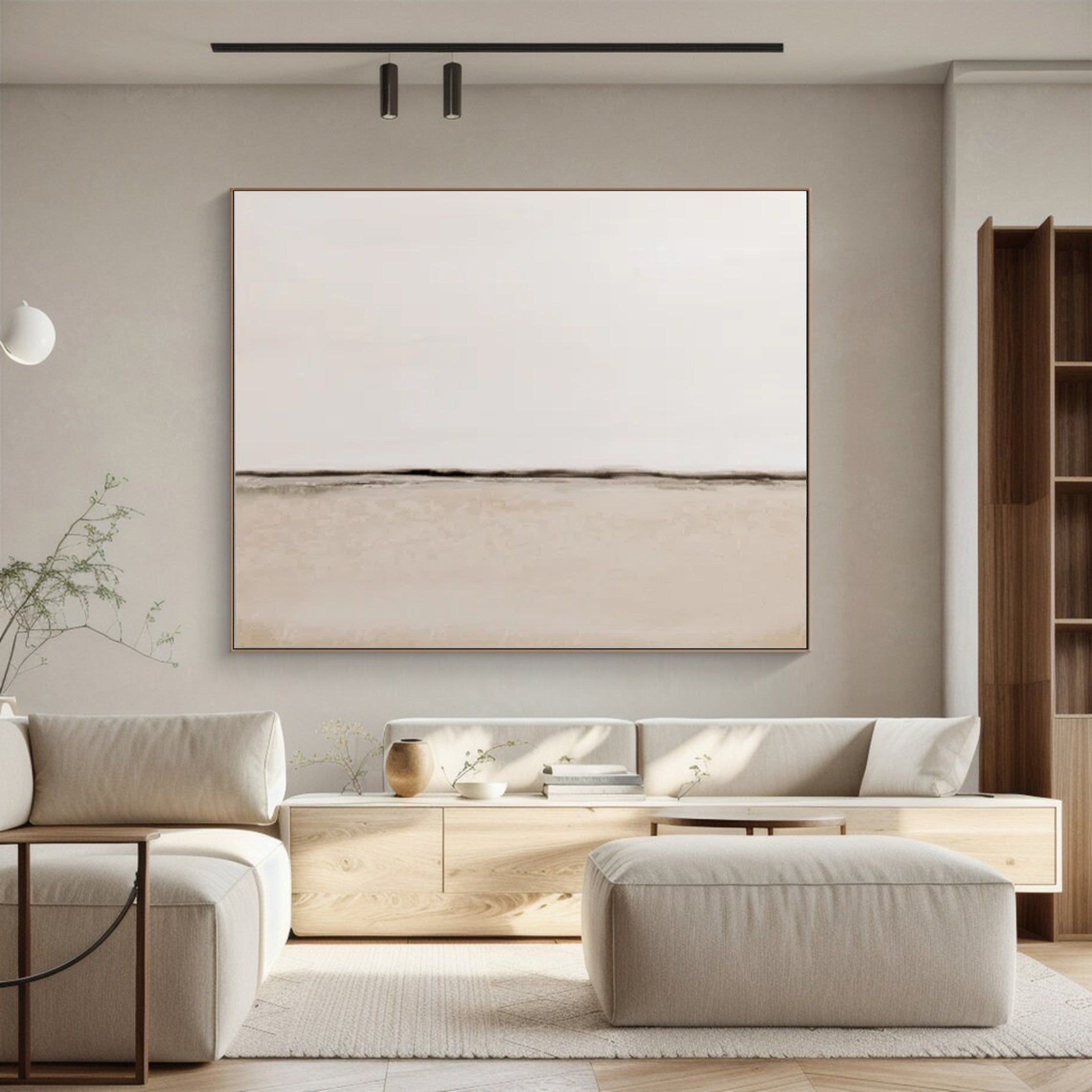 Modern Beige Landscape Canvas Tranquil Living Room Decor #MM035