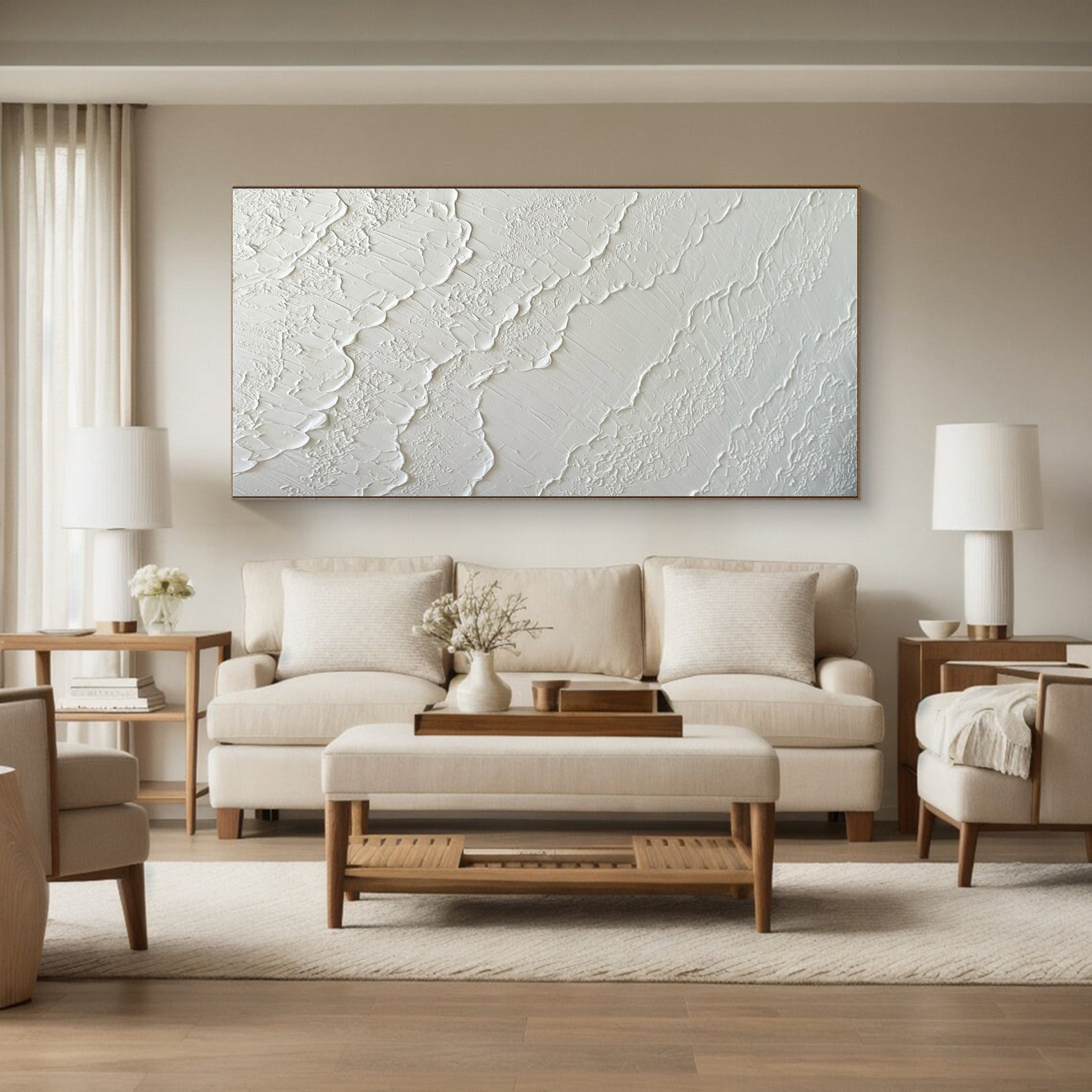 Modern White Texture Artwork Elegant Home Decor #MM039