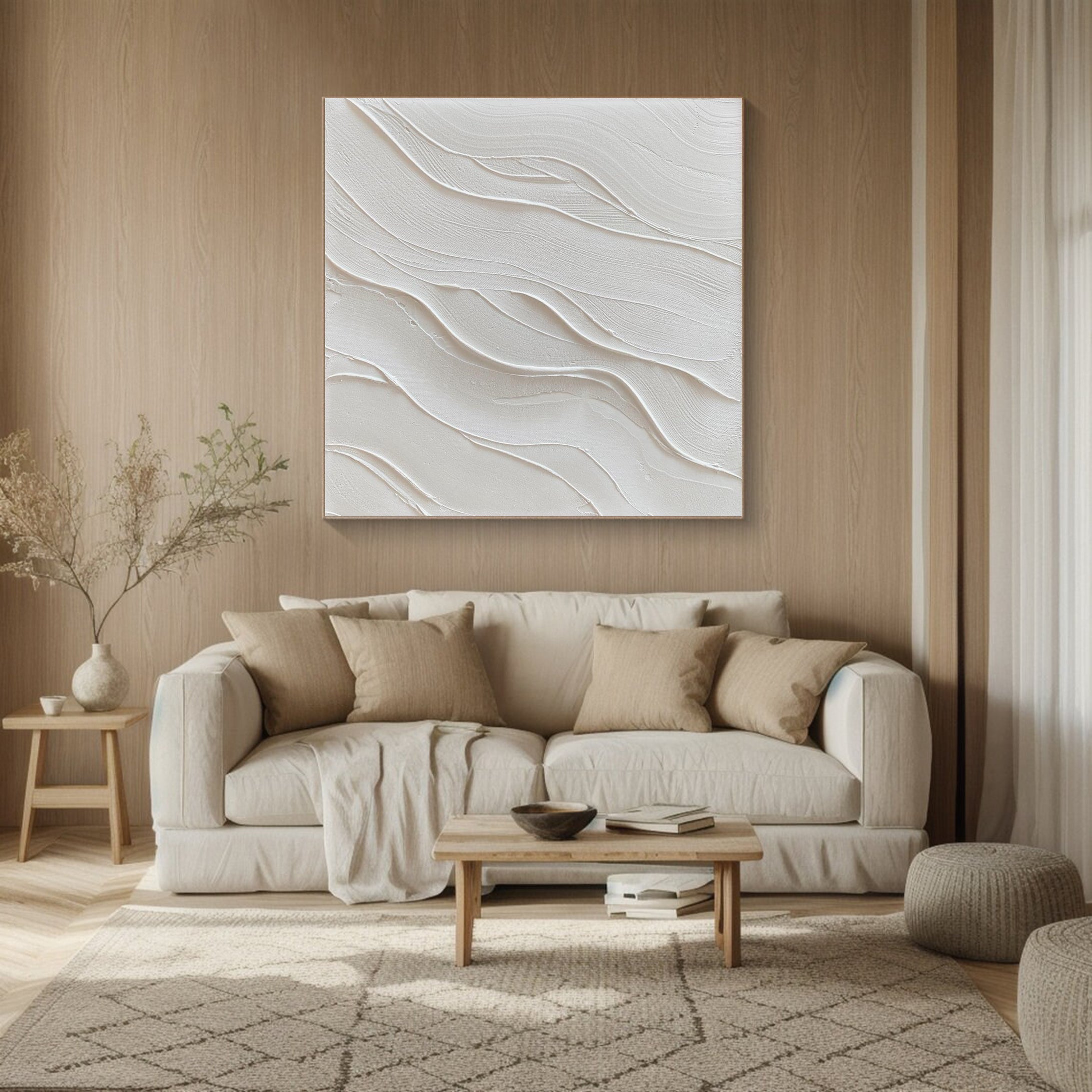 White Minimalist Textured Wall Art for Modern Homes Decor #AB005