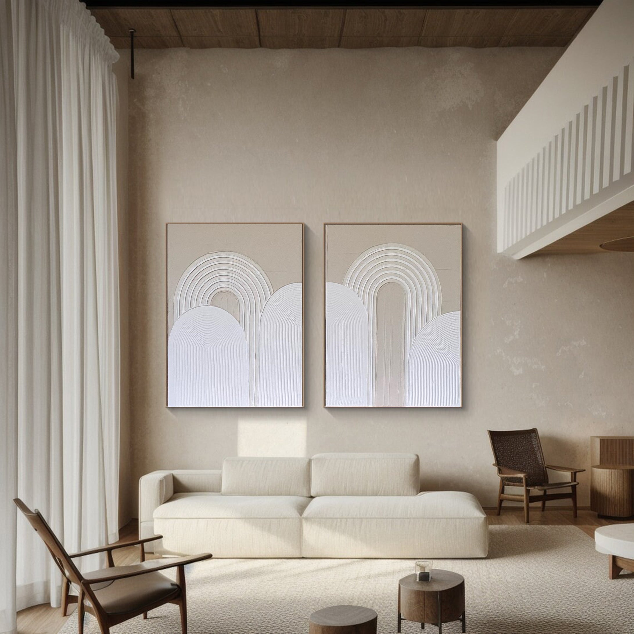 Modern Circular Motifs Wall Art Chic Neutral Tones #MMS049