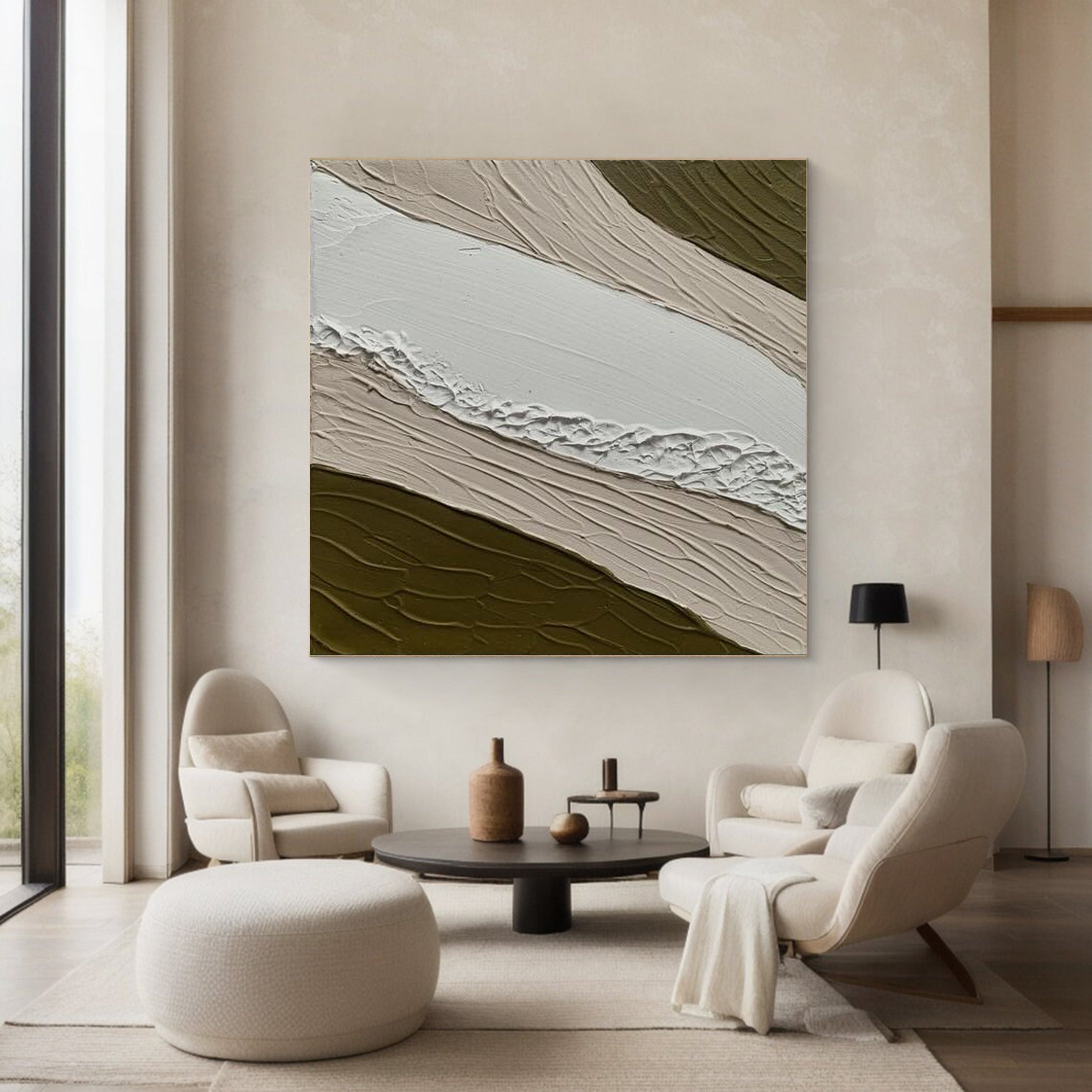 Elegant Plaster Art Canvas Minimalist and Textured for Contemporary Interiors #AB004