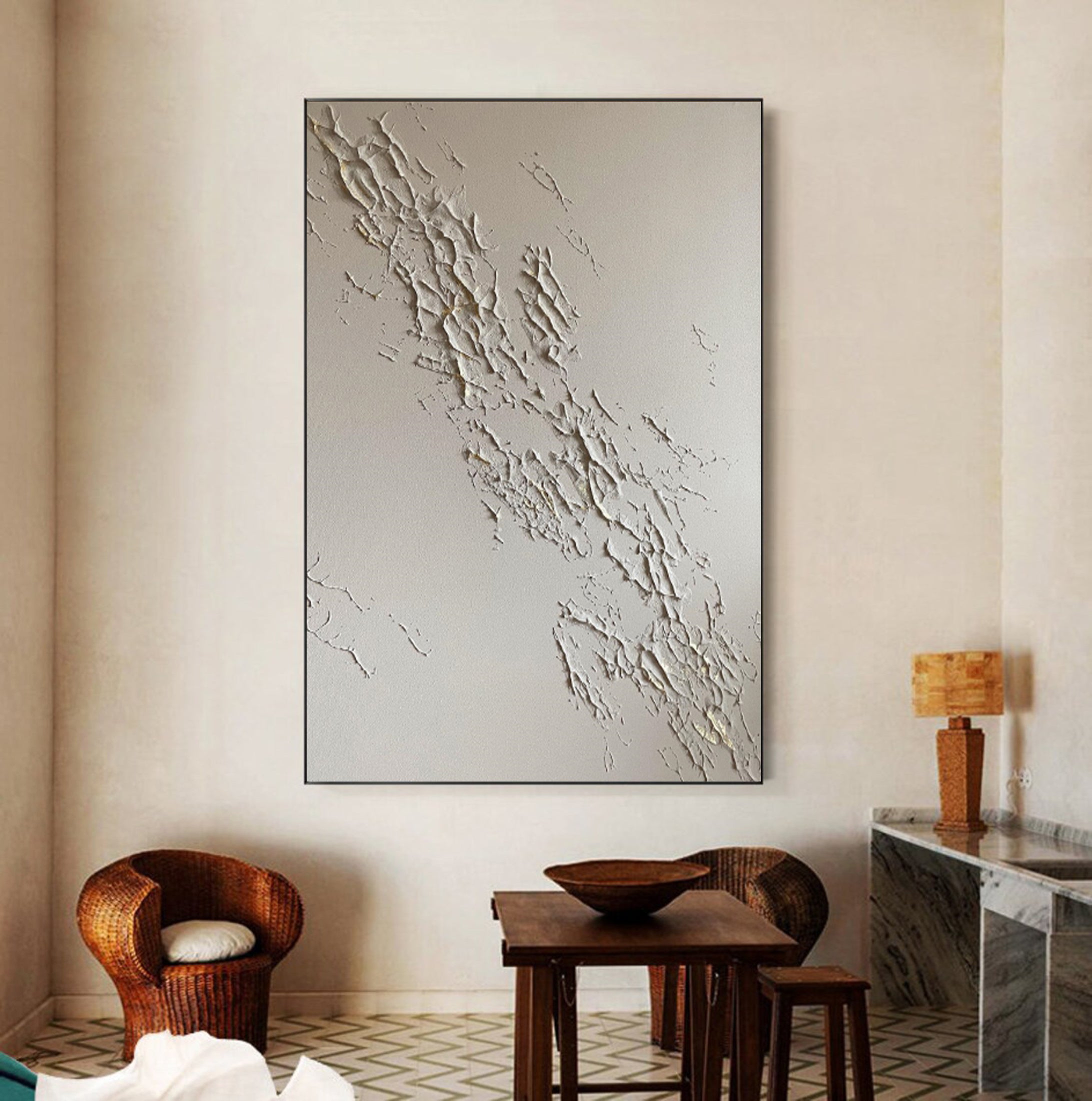 Modern Plaster Art Neutral Tones Canvas #MM029