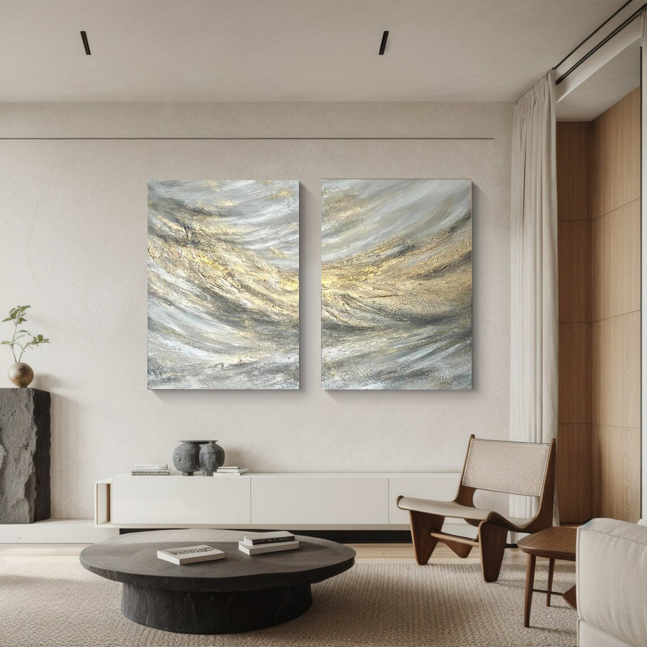 Golden Rush Large Abstract Painting For Wall #MMS041