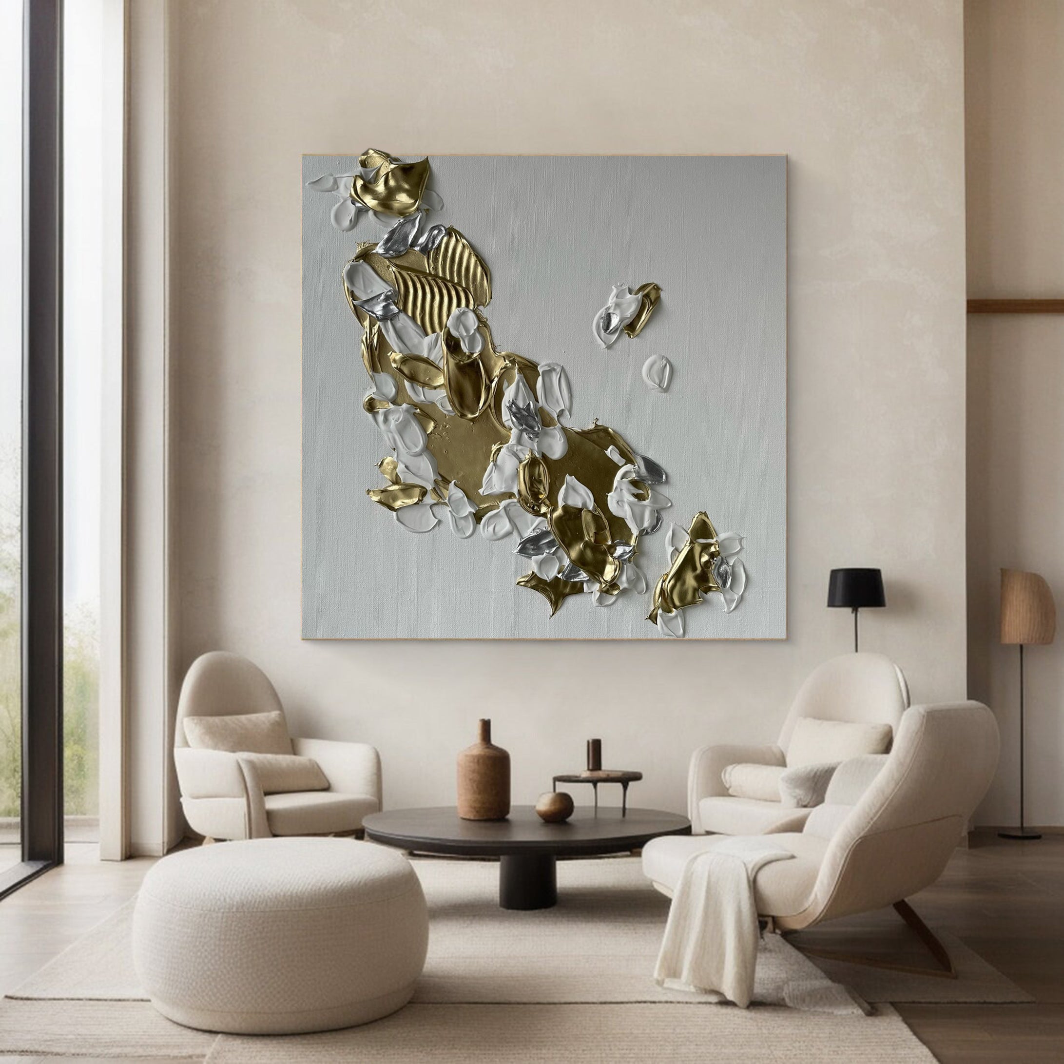 Contemporary Metal Wall Art Textured Abstract Canvas #AB006