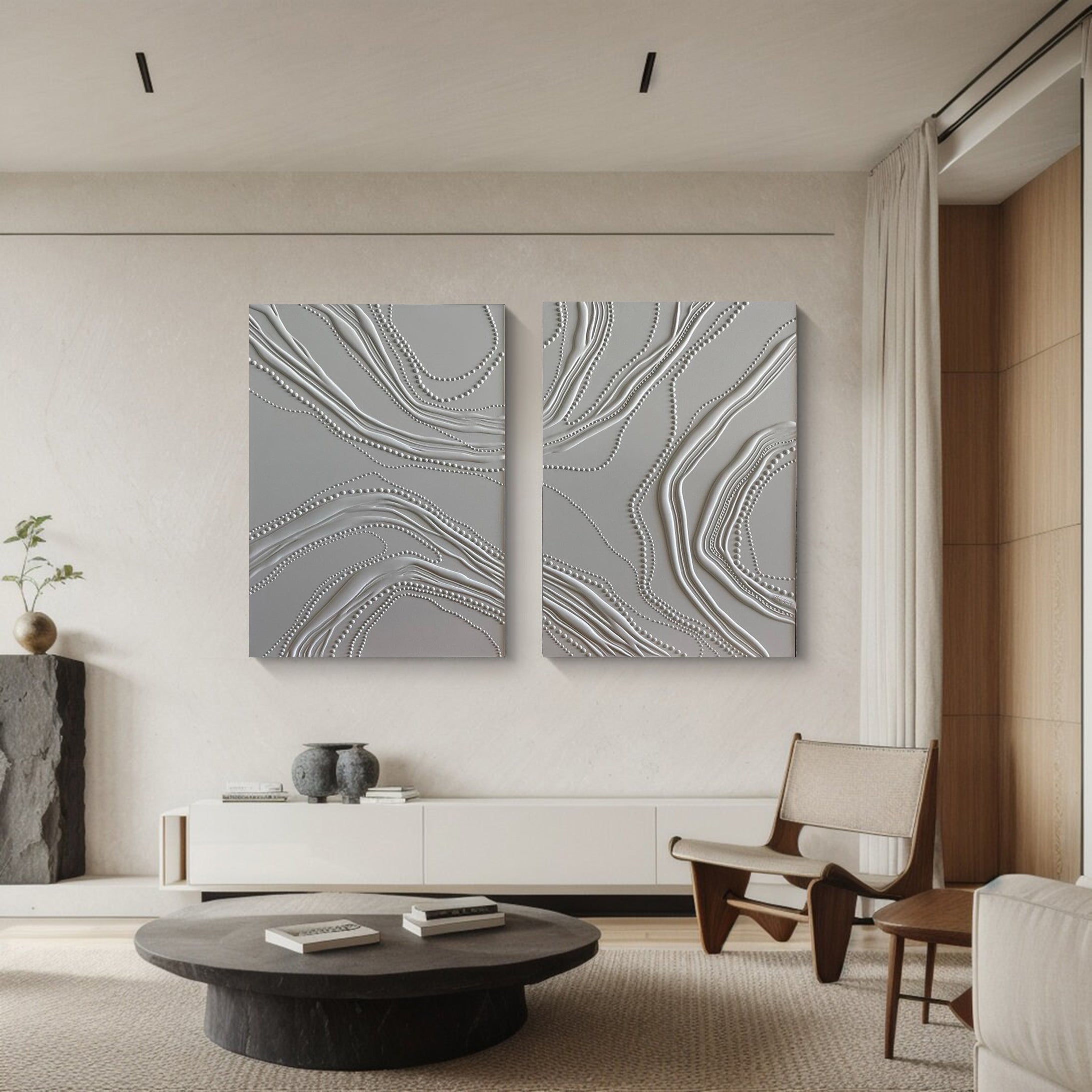 Modern Silver Streams Artwork Abstract Design for Elegant Interiors #MMS025