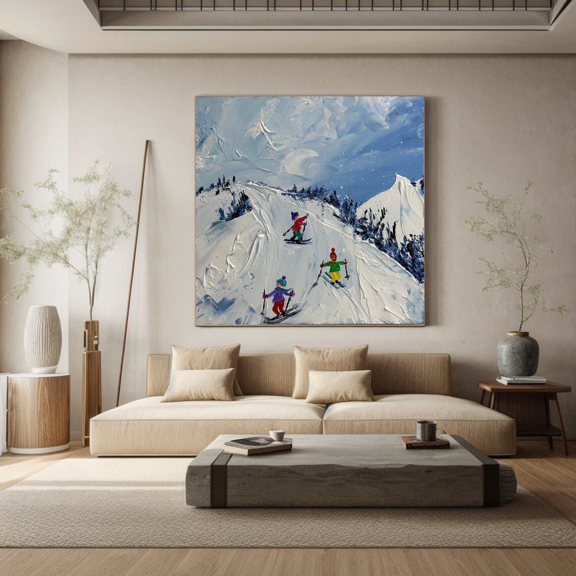 Exciting Snowy Skiing Landscape Art for Modern Interiors #SPA002