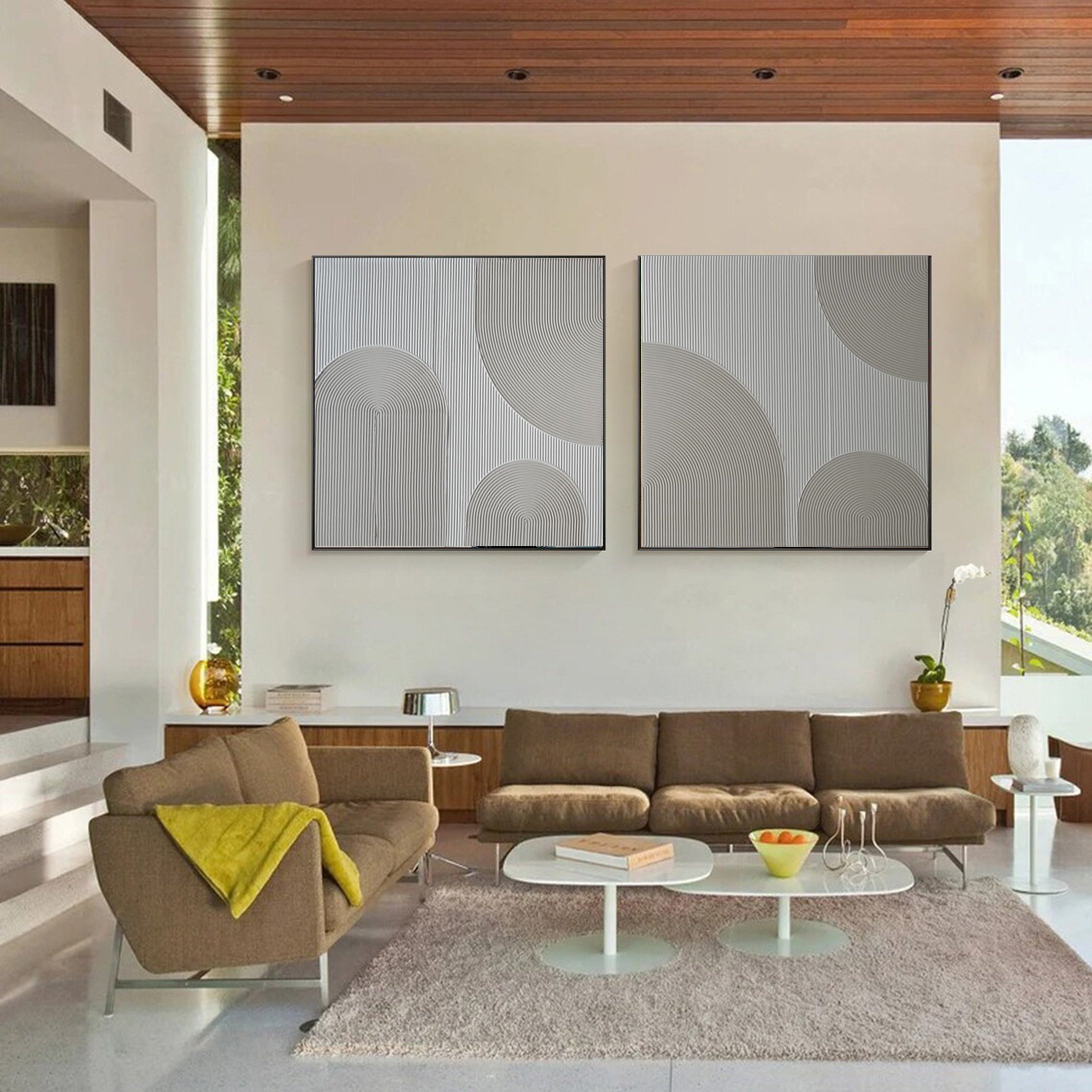 Modern Geometric Abstract Line Paintings Set of 2 #MMS011