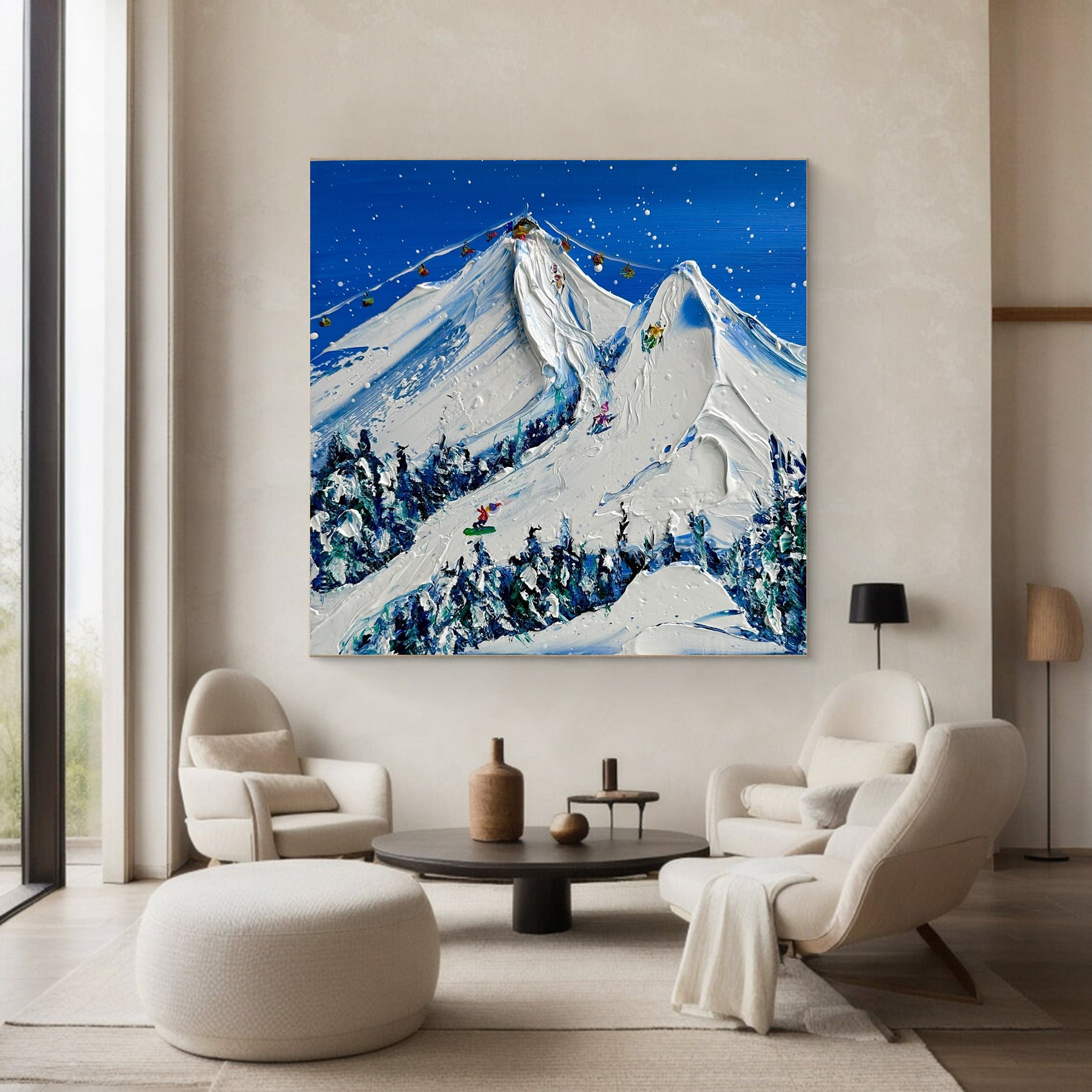 Elegant Skiing Landscape Painting for Stylish Rooms #SPA001