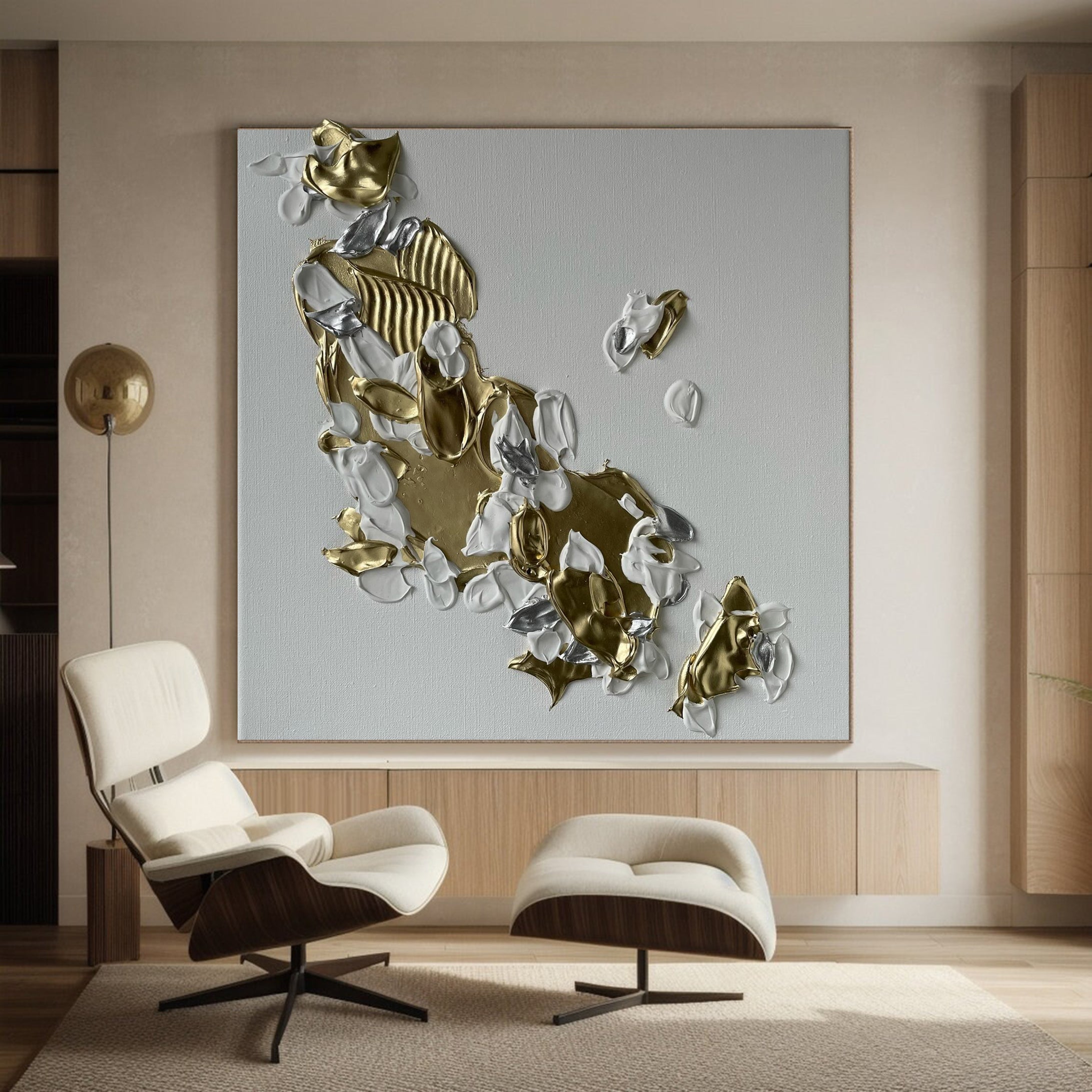 Contemporary Metal Wall Art Textured Abstract Canvas #AB006