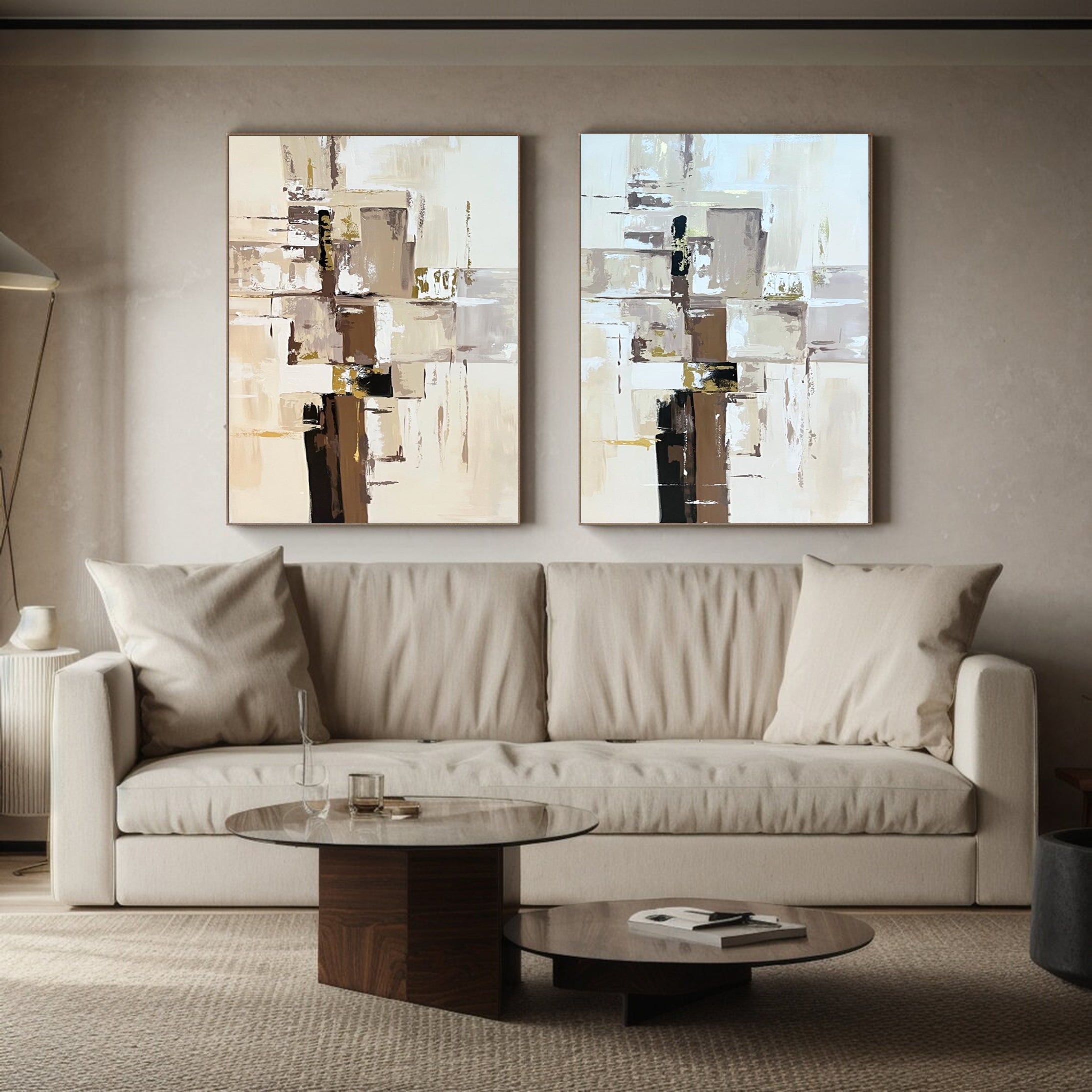 Neutral Tones Abstract Wall Art For Living Room #MMS042