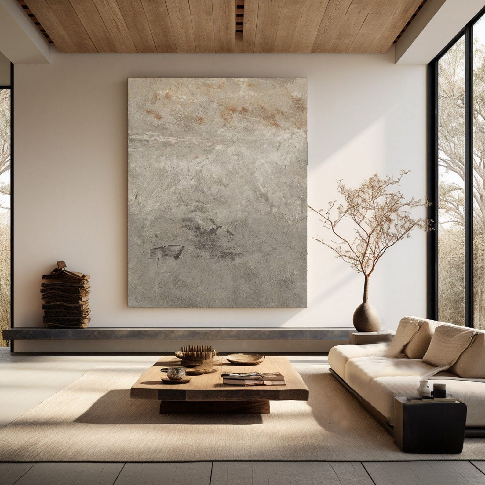 Textured Earth Tones, Neutral Palette Contemporary Wall Art #MM340