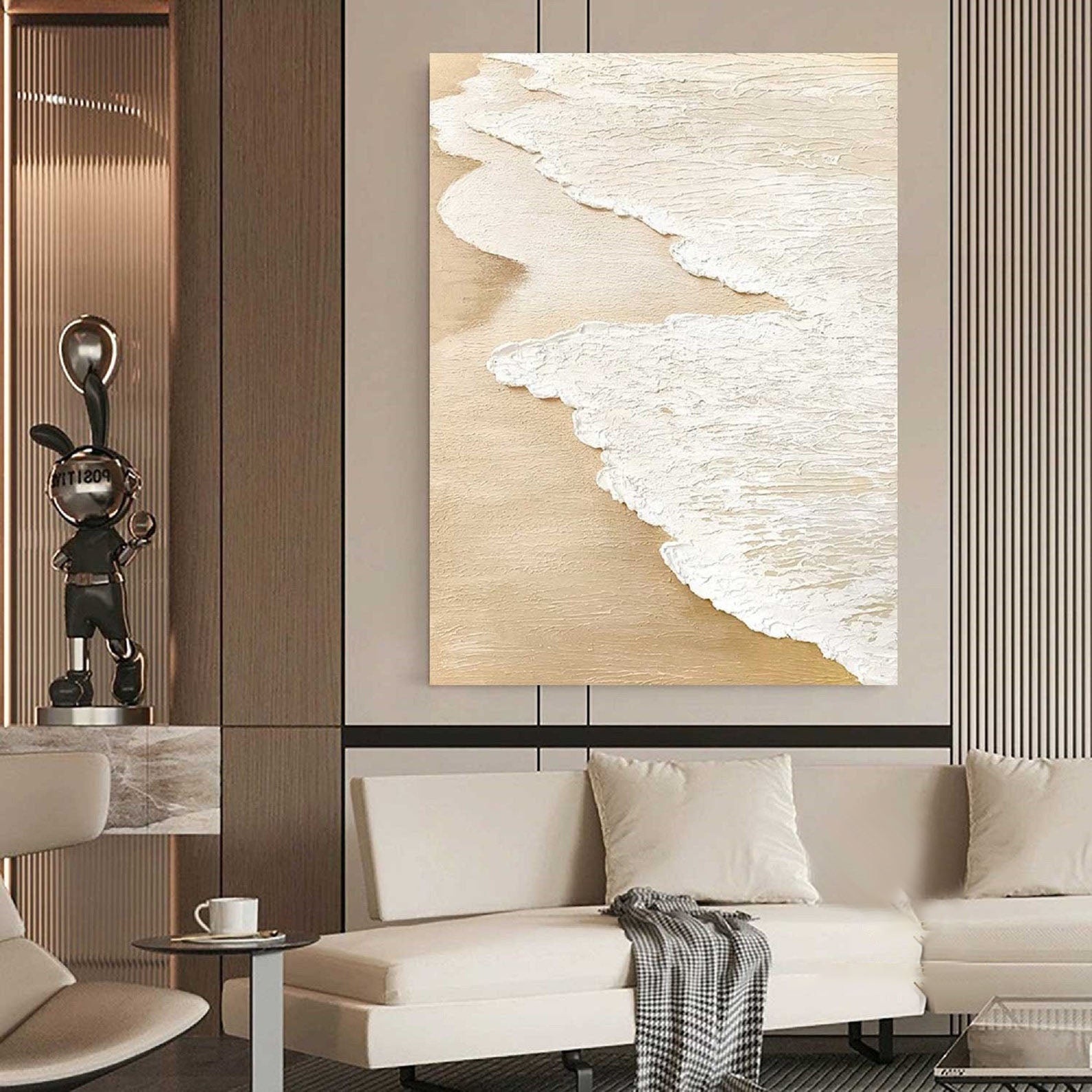 3D Ocean Painting: Textured Beige Beach Scene #MM198