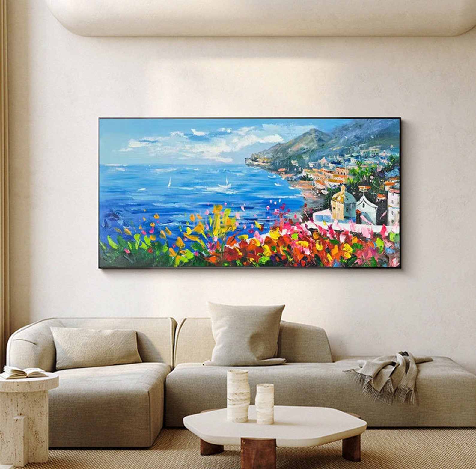 Colorful Seaside Landscape Oil Painting