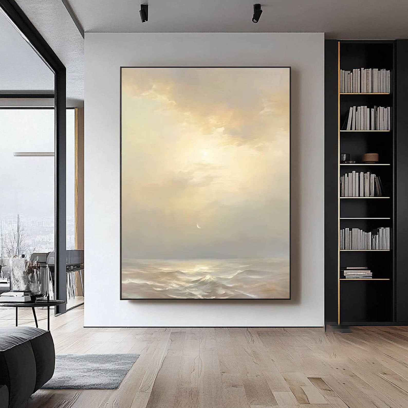 Large Ocean Sunset: Romantic Canvas Wall Art