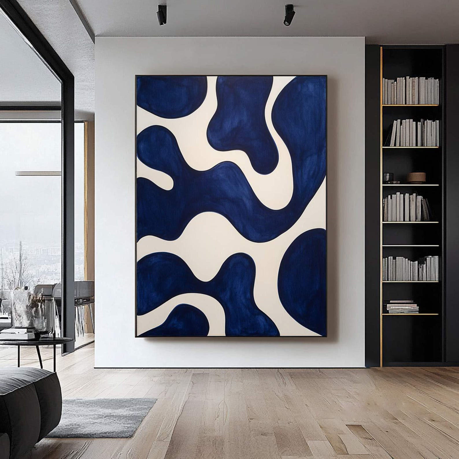 Blue & Beige Abstract: Modern Canvas Art