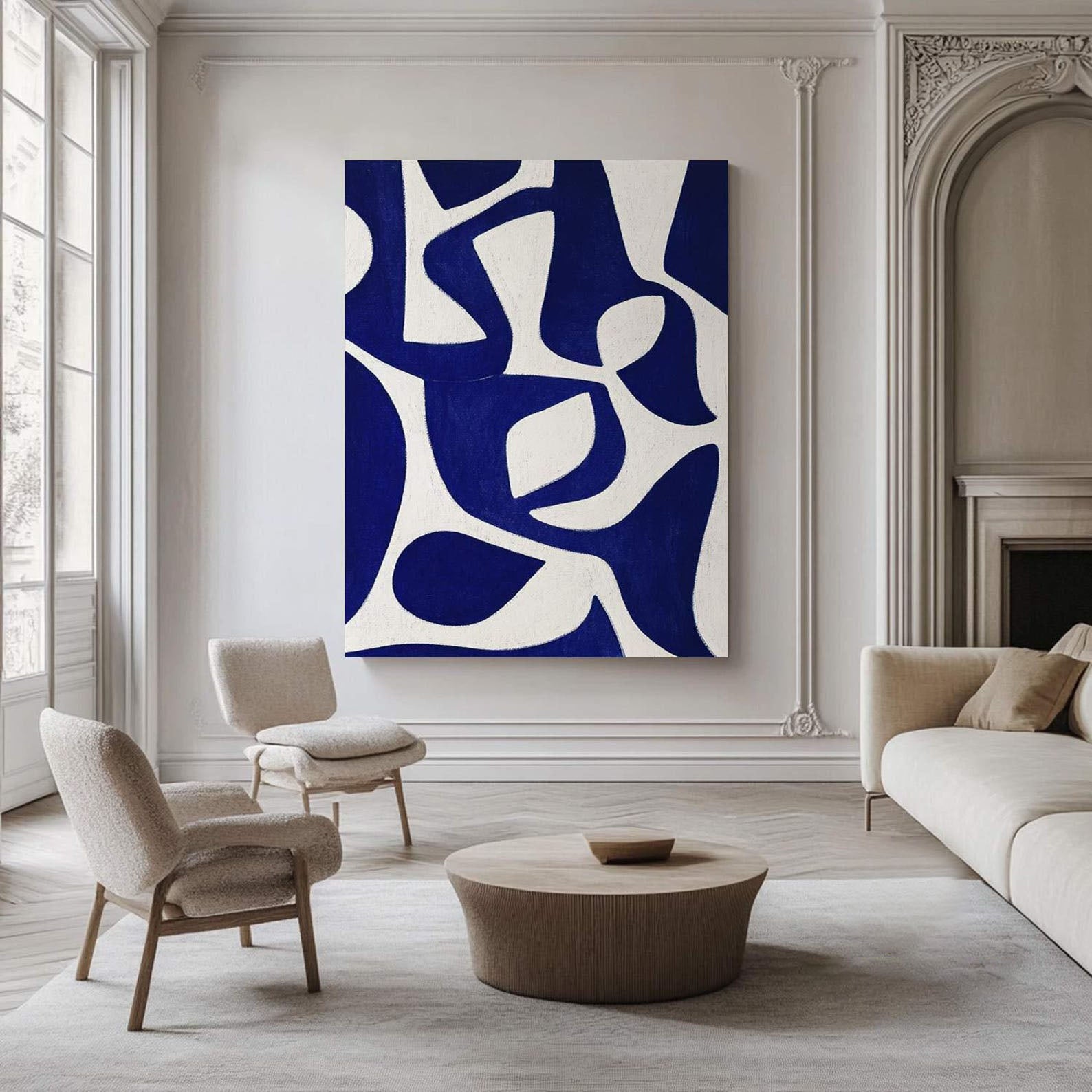 Minimalist Blue Abstract: Modern Canvas #MM203