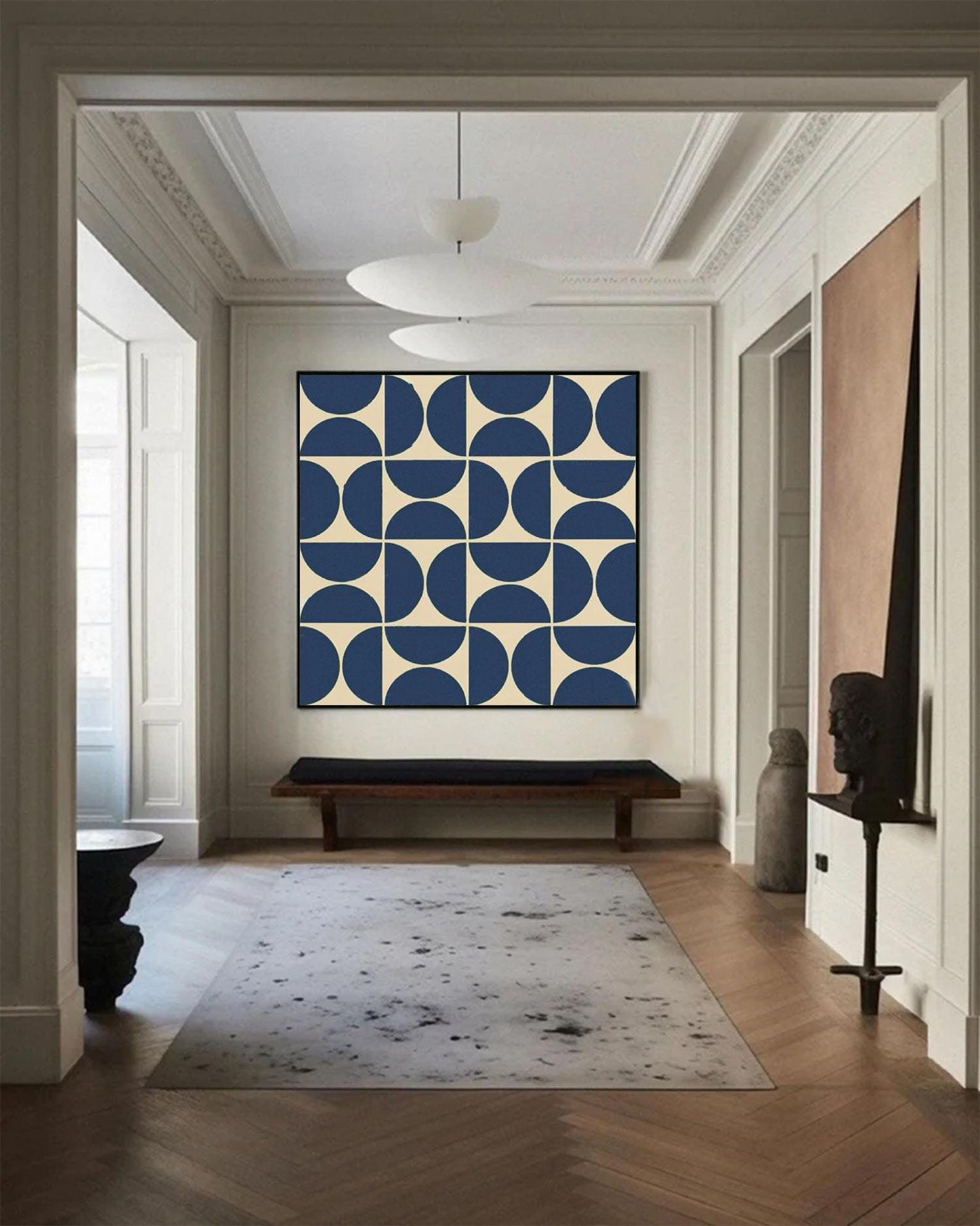 Contemporary Geometric Abstract Artwork with Medieval-Style Wall Decoration Elements #MM258