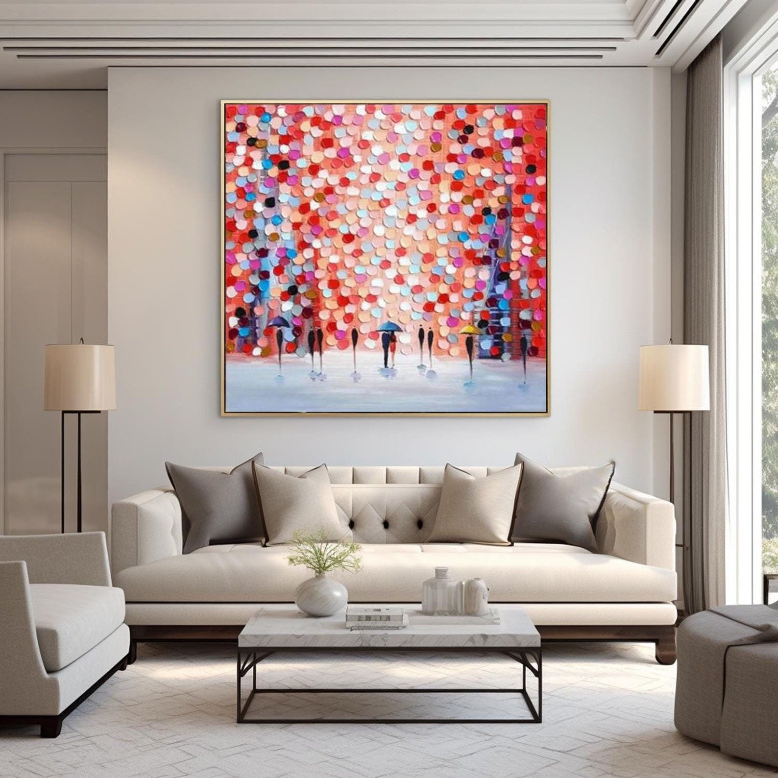 Modern Vibrant Abstract Oil Painting with Colorful Design on Canvas #MM196