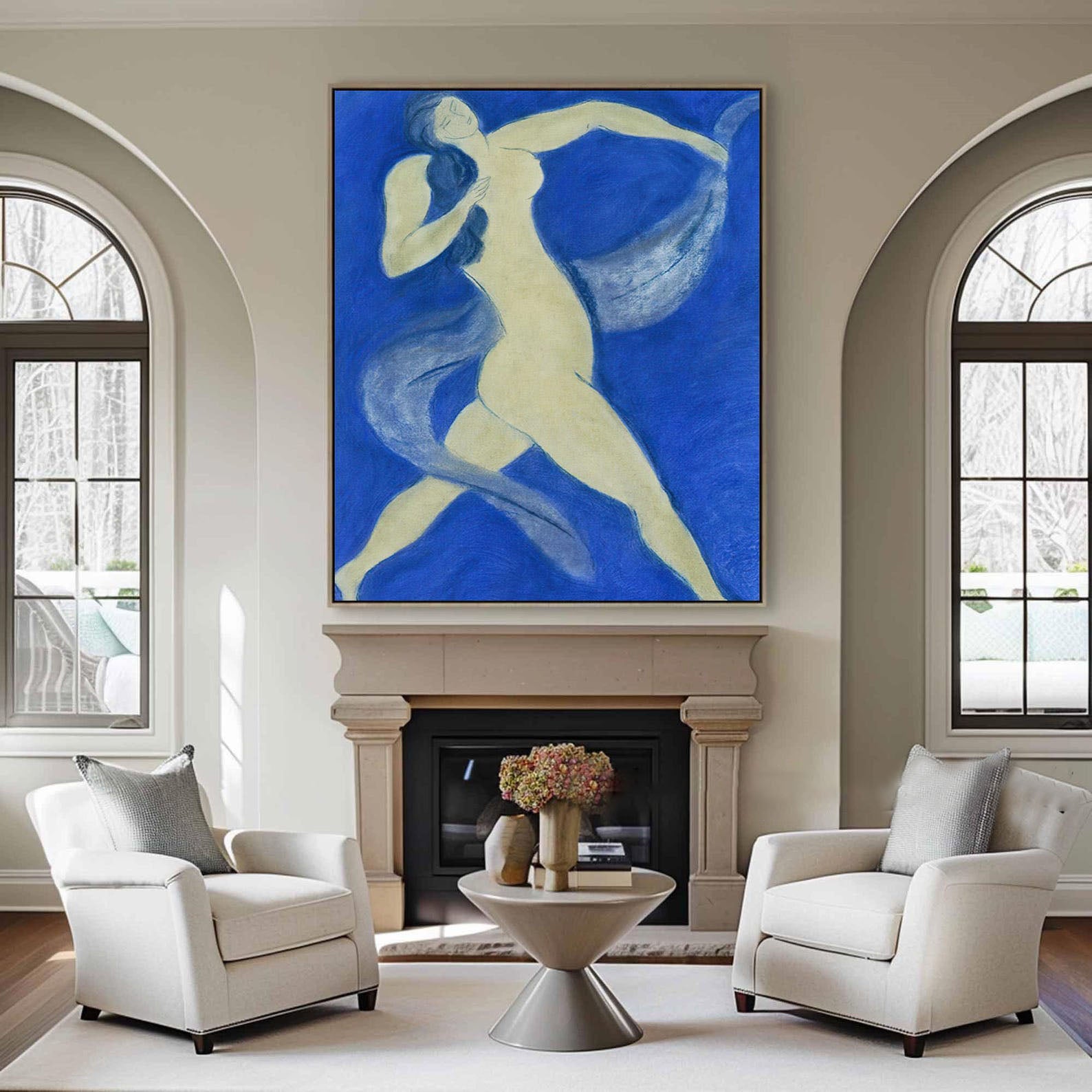 Dynamic Figure in Blue, Contemporary Figurative Wall Art #HF024