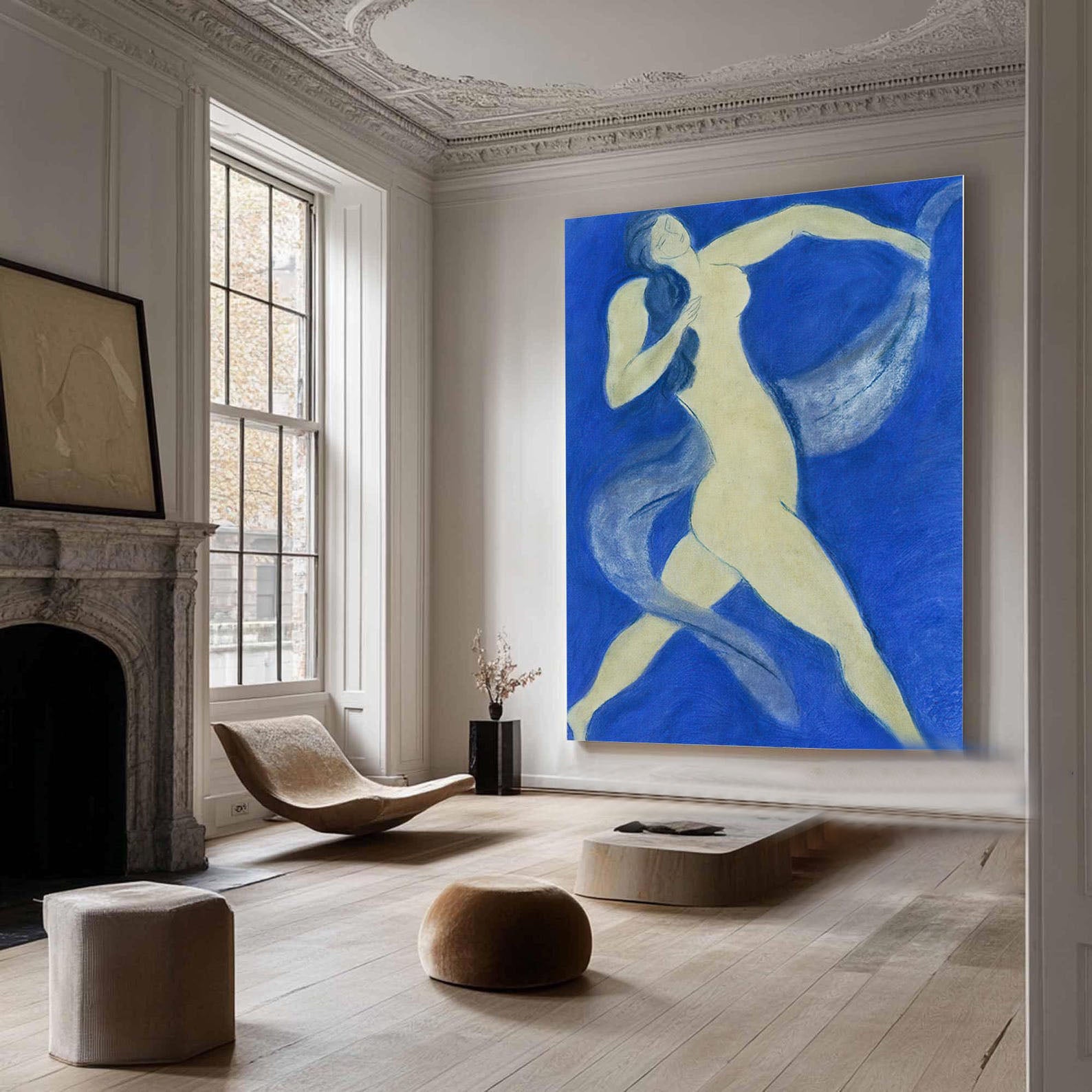 Dynamic Figure in Blue, Contemporary Figurative Wall Art #HF024