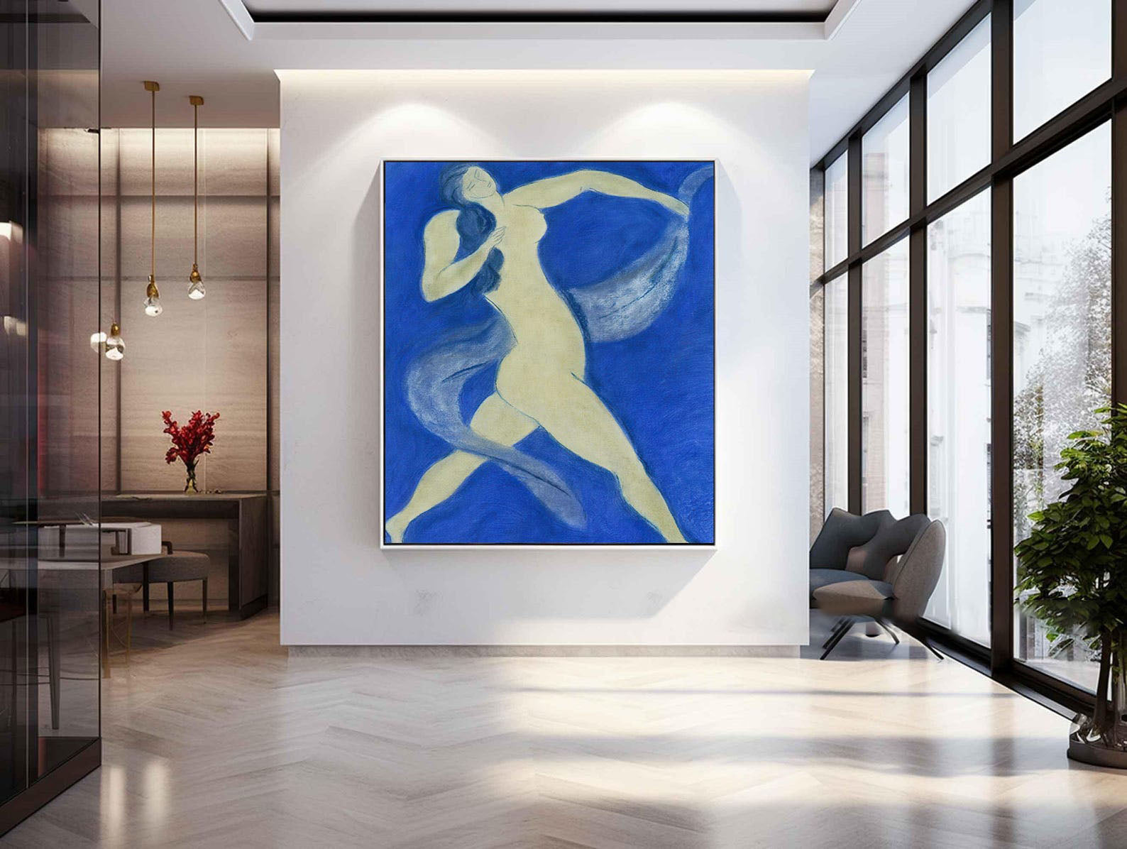 Dynamic Figure in Blue, Contemporary Figurative Wall Art #HF024