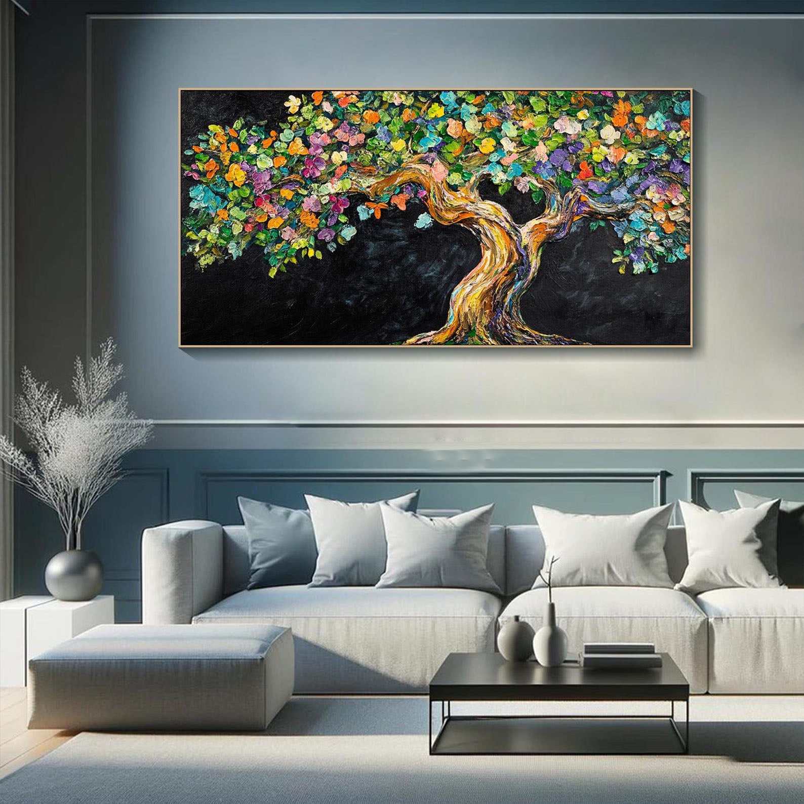 Tree of Life,Large Textured Impasto Colorful Wall Art #MM280