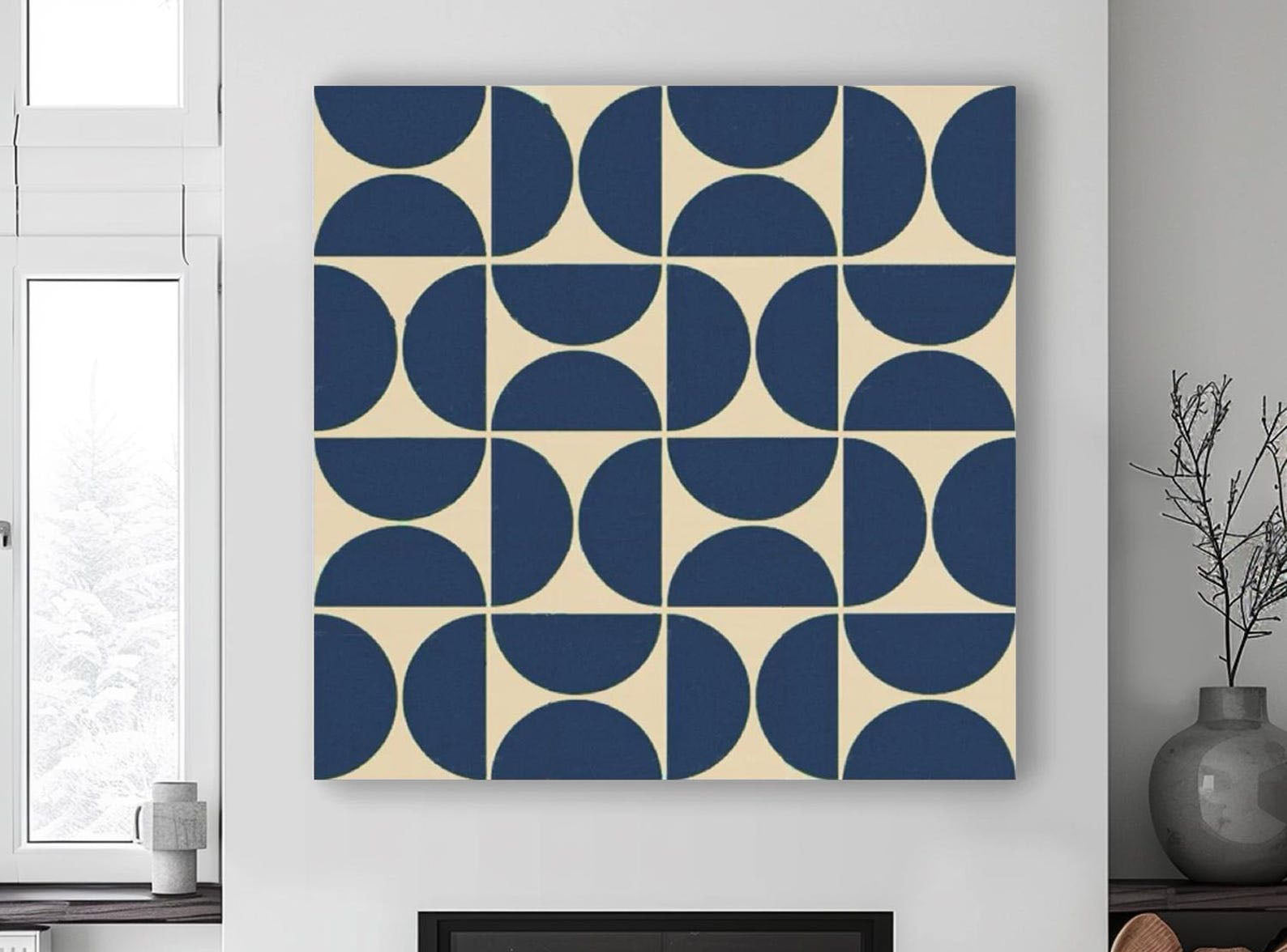 Contemporary Geometric Abstract Artwork with Medieval-Style Wall Decoration Elements #MM258