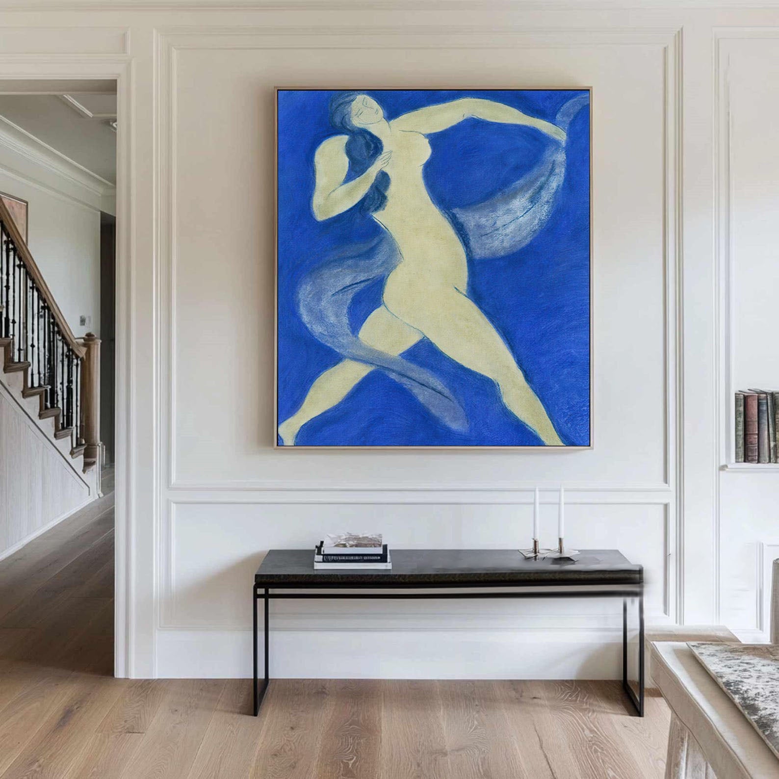 Dynamic Figure in Blue, Contemporary Figurative Wall Art #HF024