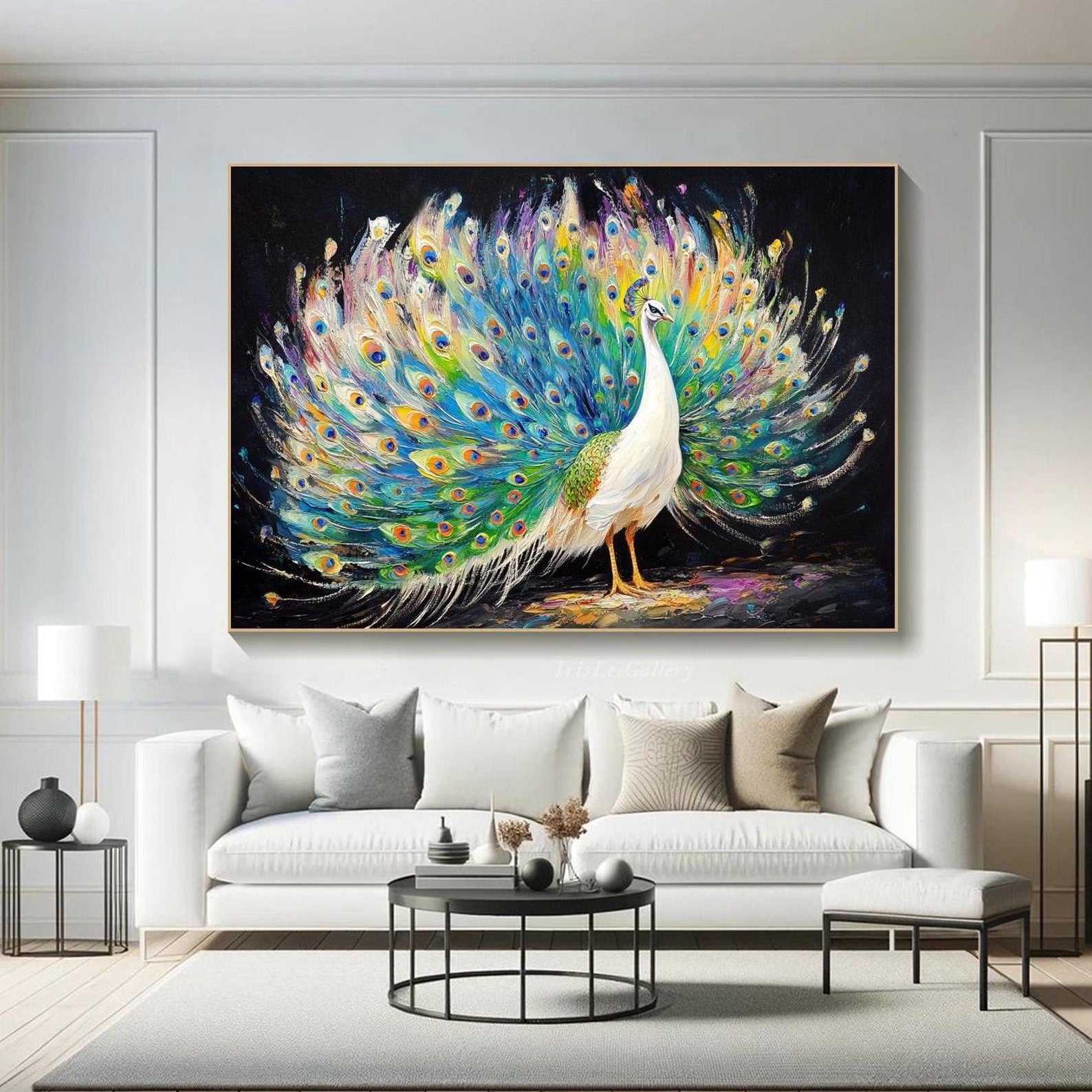 3D Modern Peacock Textured Colorful Canvas Art #MM261