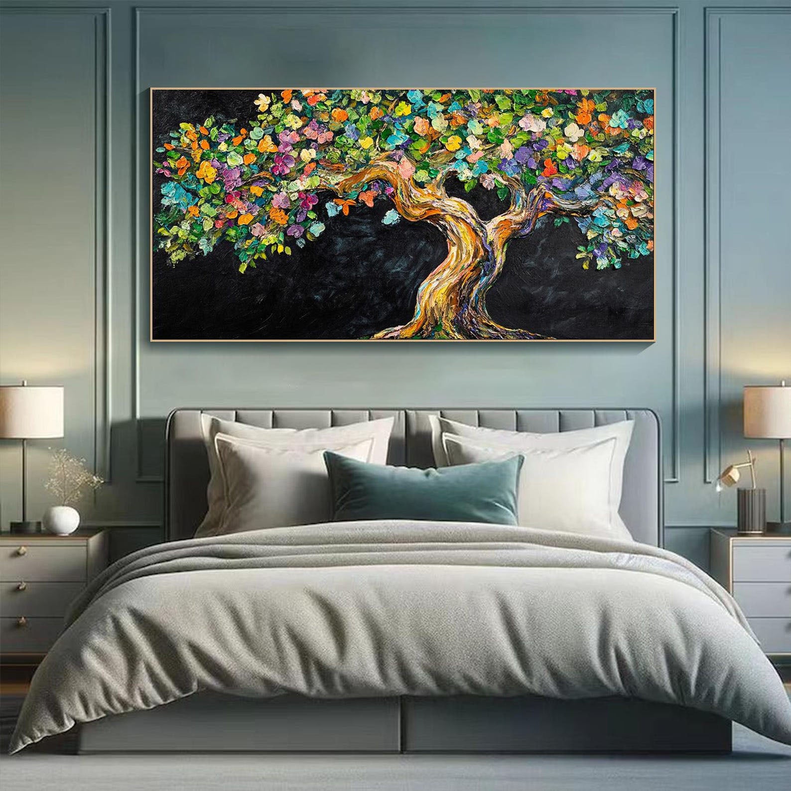 Tree of Life,Large Textured Impasto Colorful Wall Art #MM280