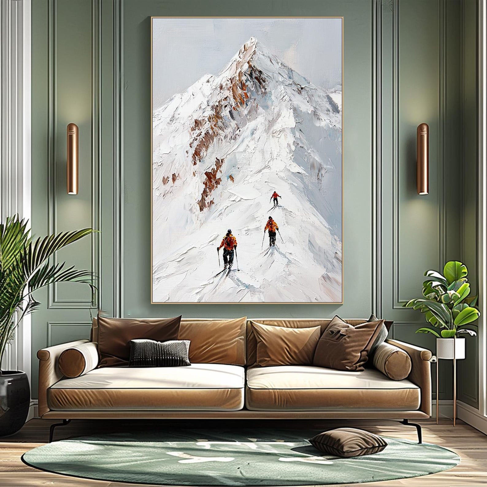 Textured Snow Mountain Landscape with Skiers #MM273