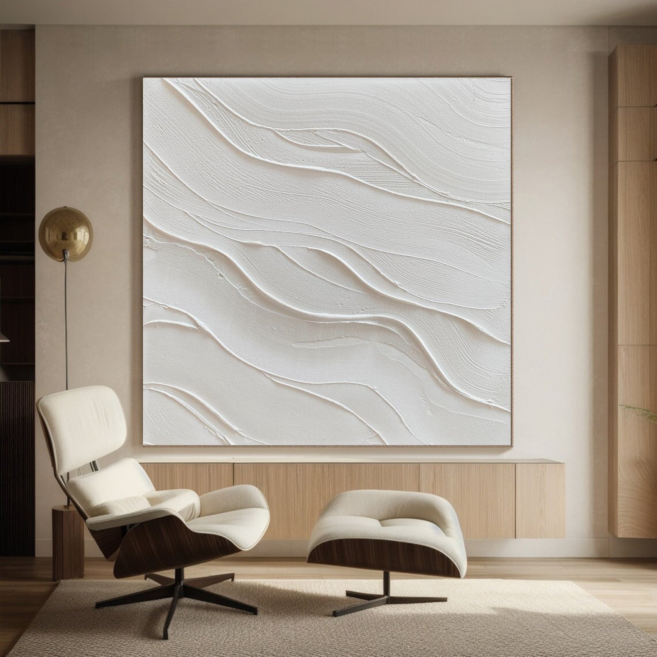 White Minimalist Textured Wall Art for Modern Homes Decor #AB005