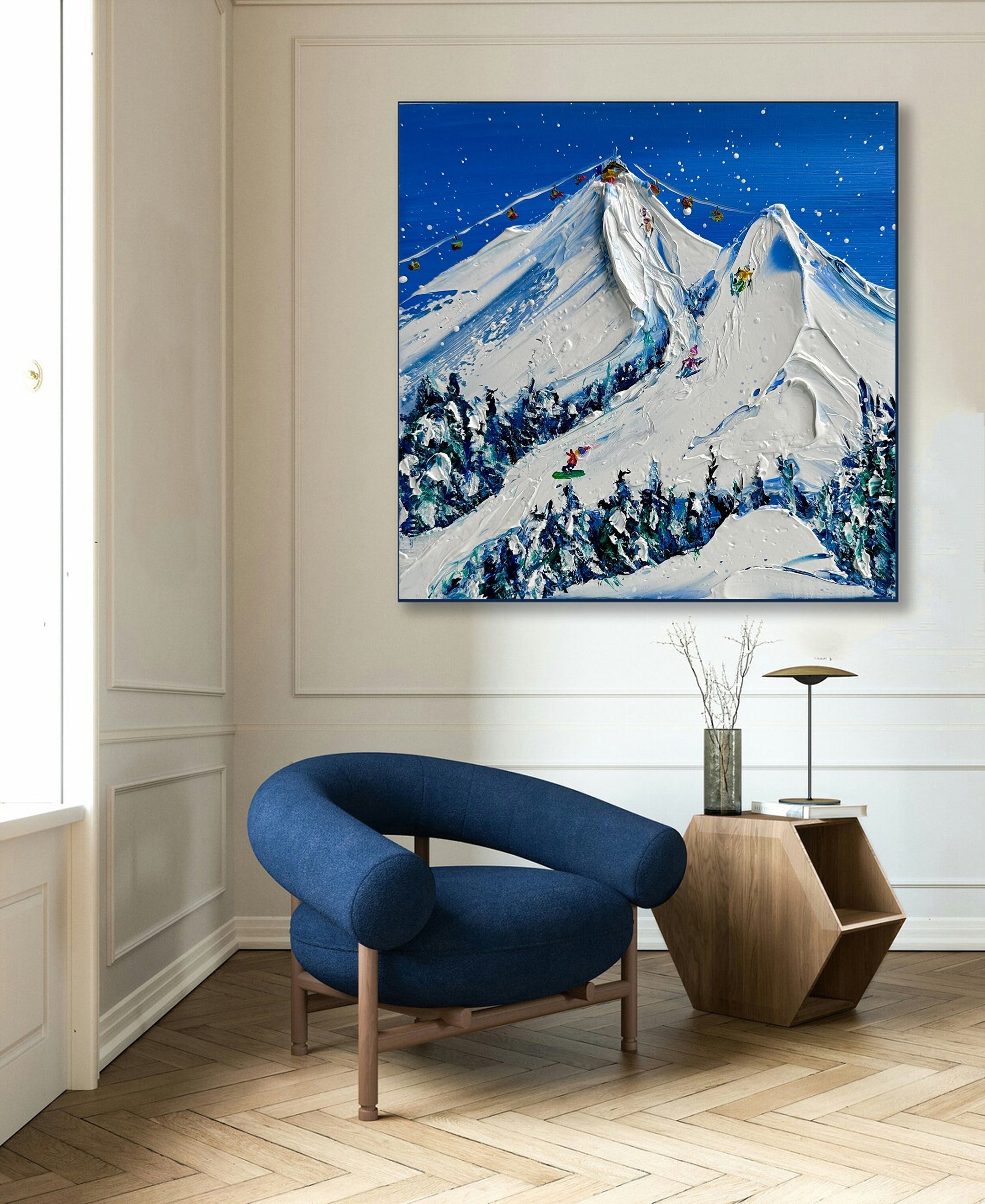 Elegant Skiing Landscape Painting for Stylish Rooms #SPA001