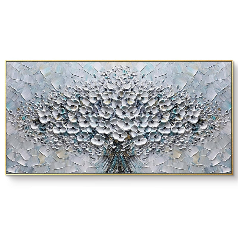 Elegant Floral Texture Painting, Abstract Art on Canvas #MM344